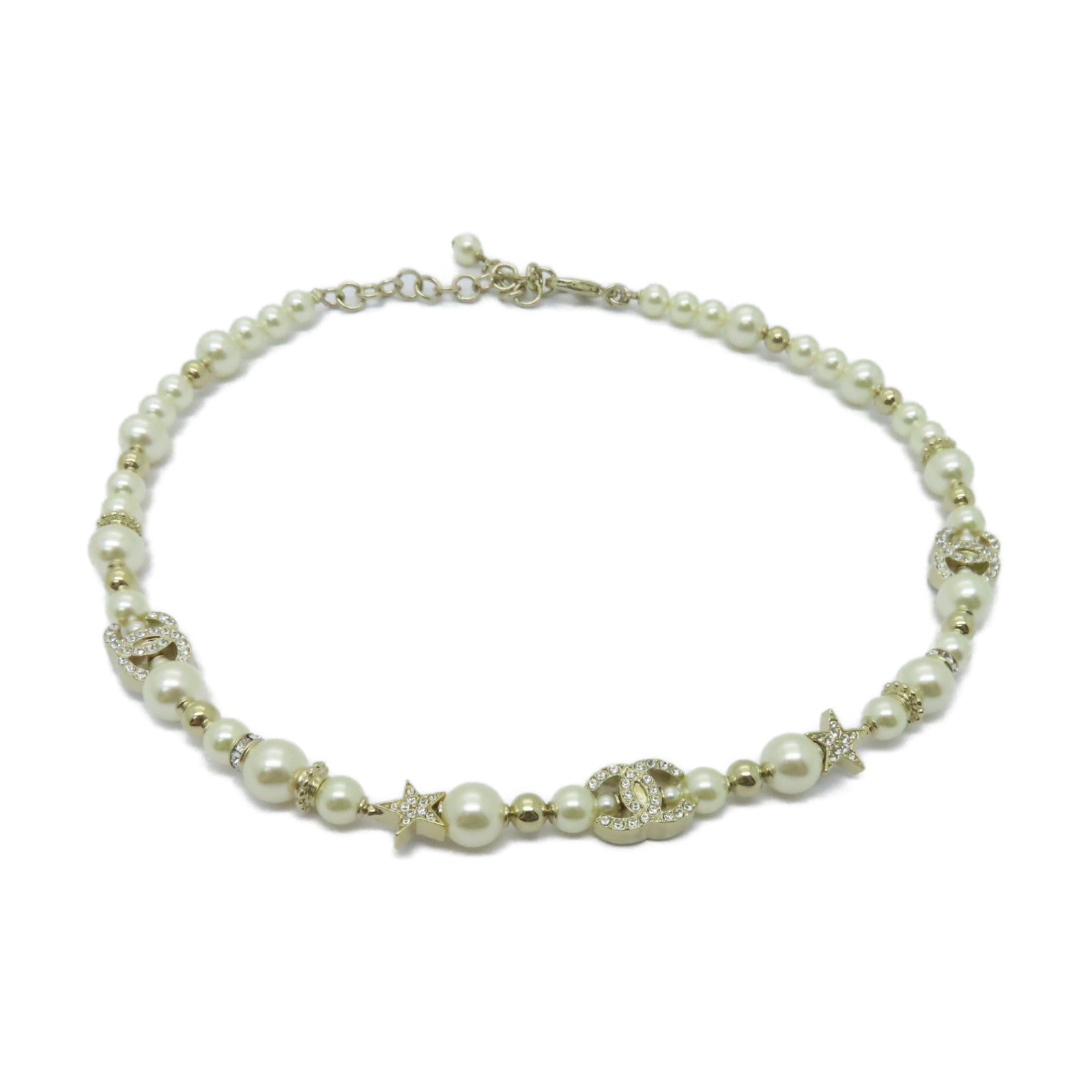 CHANEL PVC/金屬Necklace項鍊白色/金色
