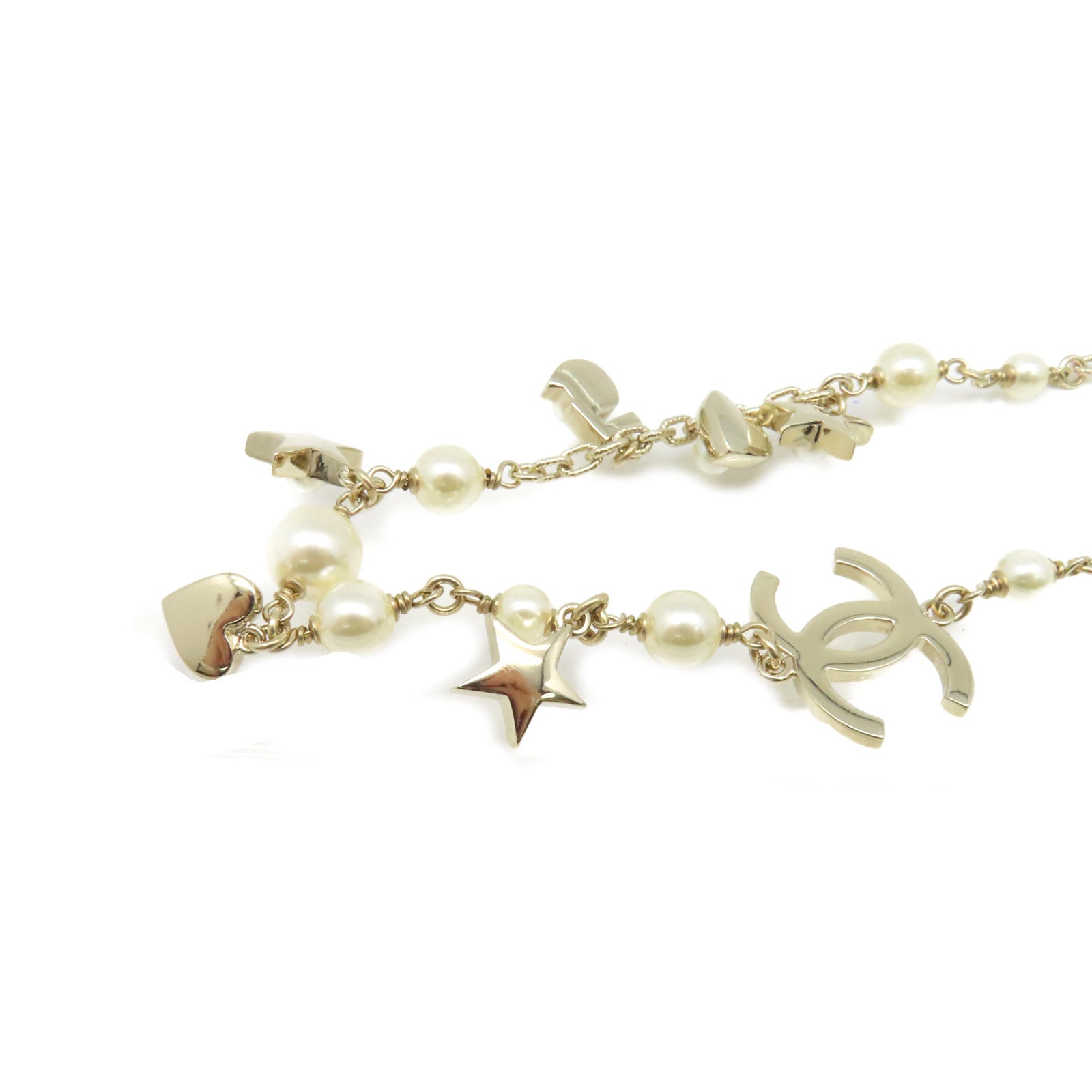 CHANEL 金屬/仿珍珠CC Necklace項鏈金色/珍珠色