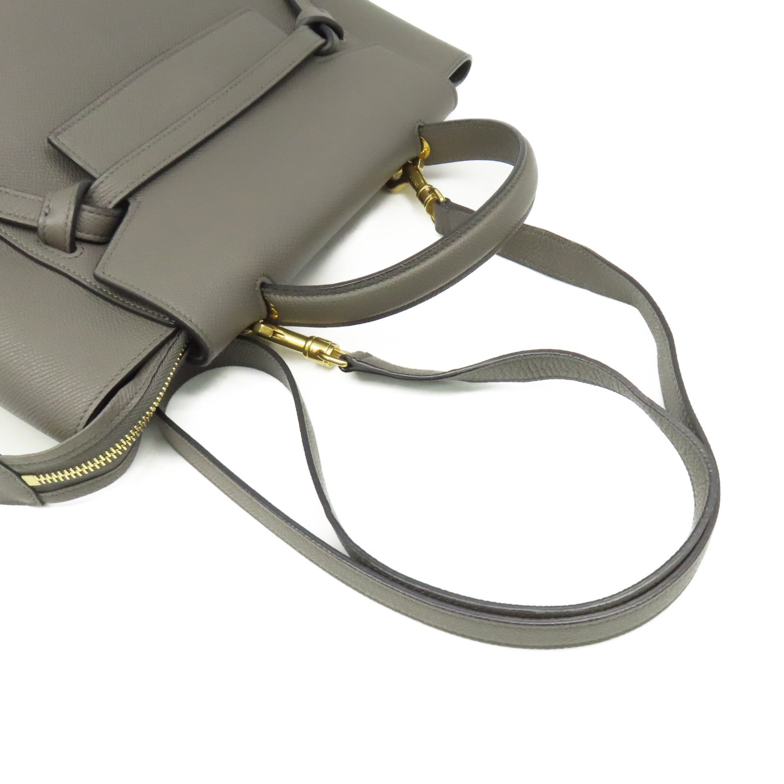 CELINE 牛皮皮革Belt Bag金扣手挽肩背兩用袋灰色