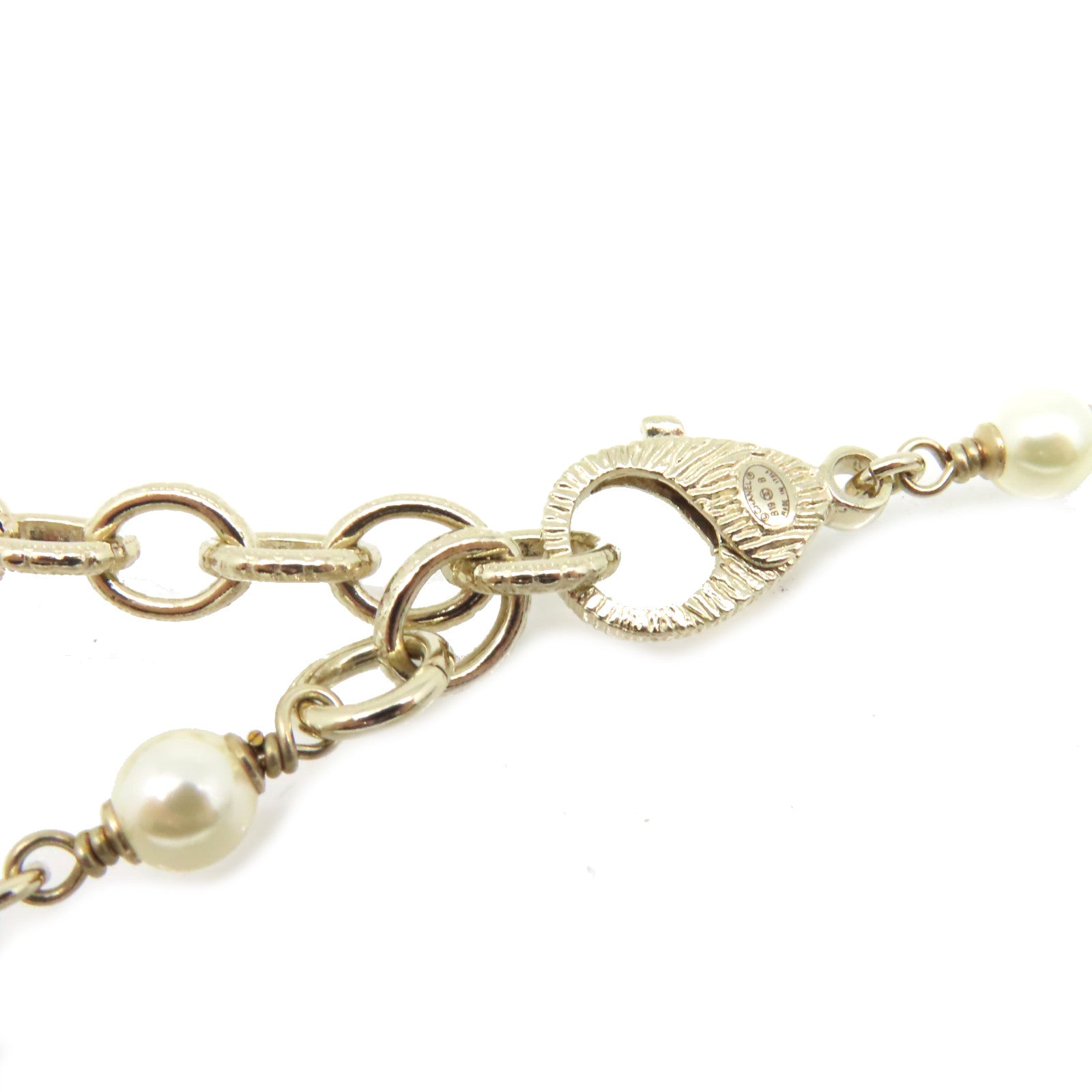 CHANEL 金屬/仿珍珠CC Necklace項鏈金色/珍珠色