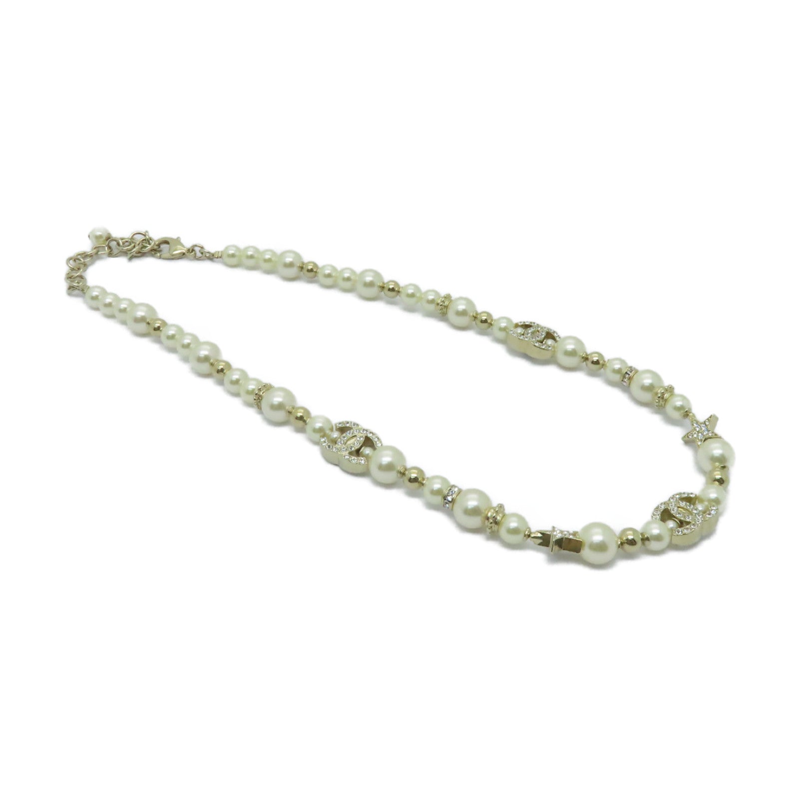CHANEL PVC/金屬Necklace項鍊白色/金色