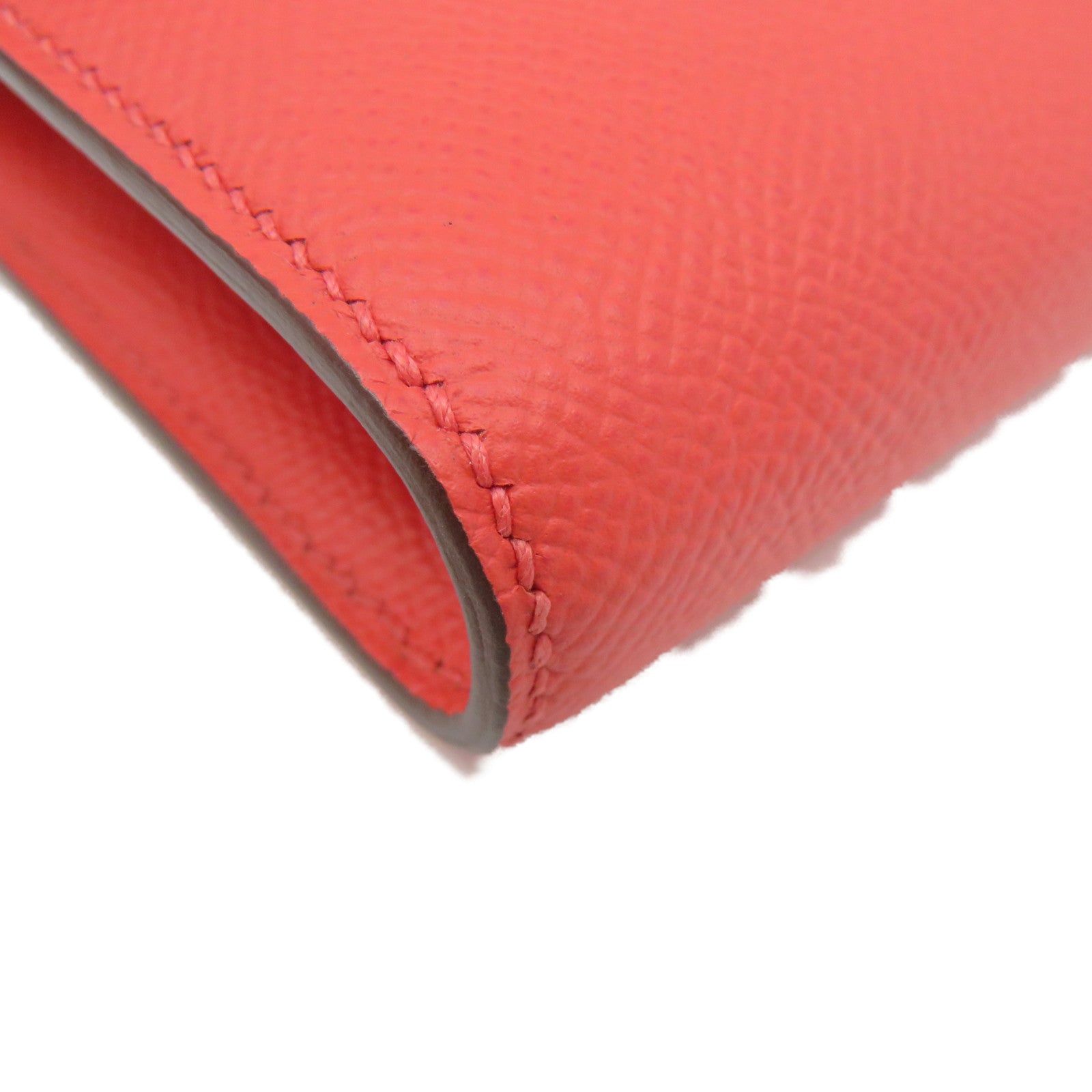 HERMES Epsom皮革Constance Wallet銀扣長錢包Rose Jaipur蜜桃紅色