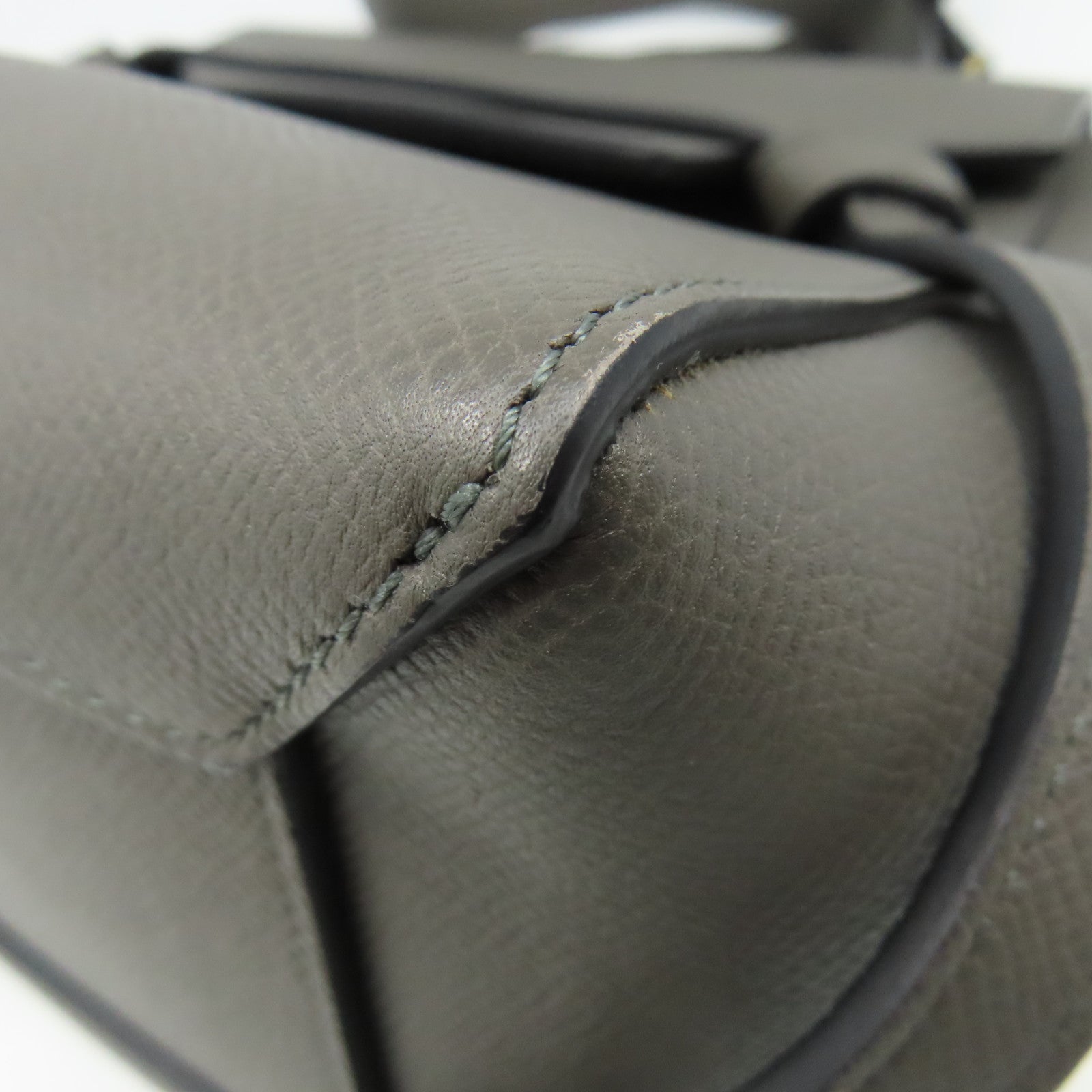 CELINE 牛皮皮革Belt Bag金扣手挽肩背兩用袋灰色