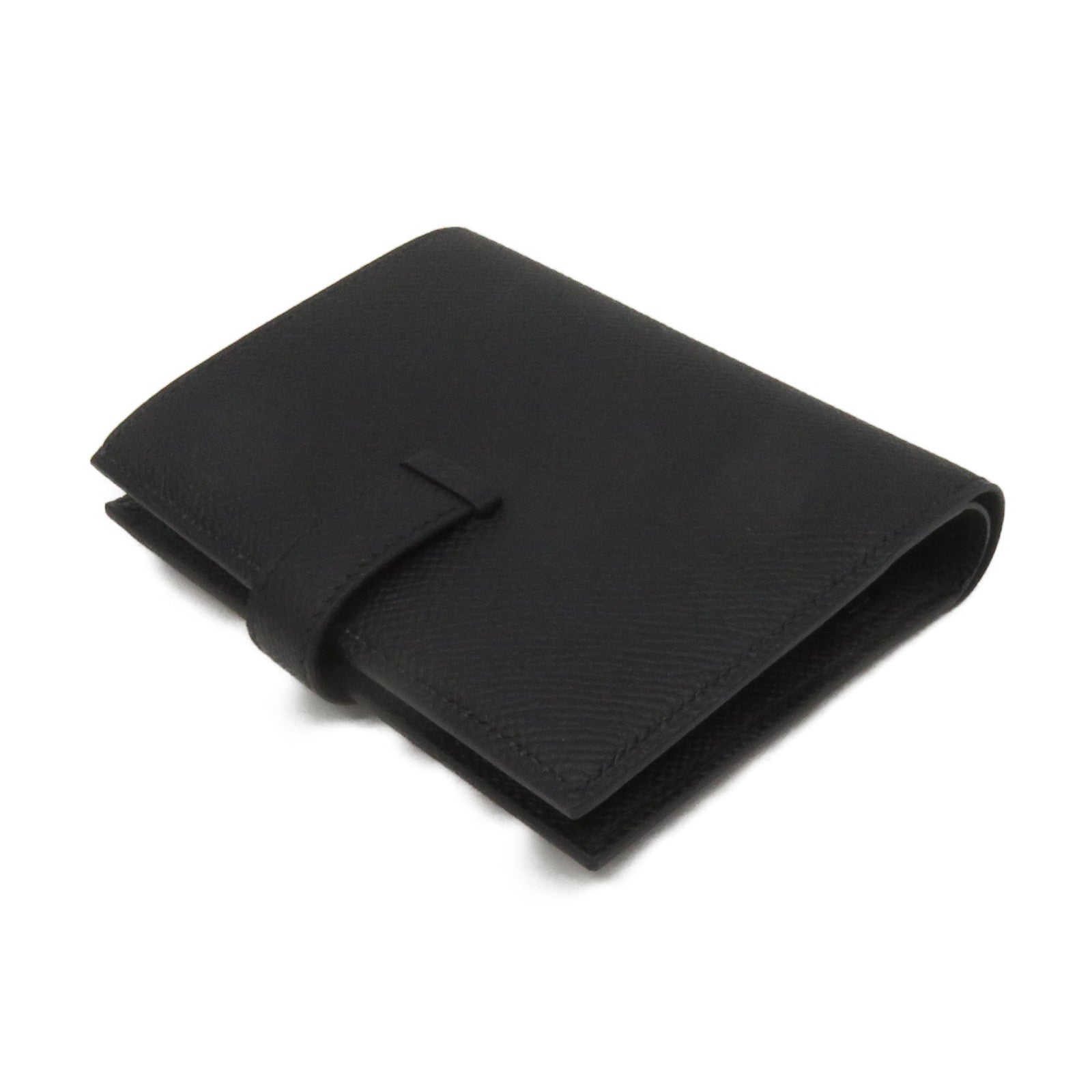 HERMES Epsom皮革Bearn Wallet銀扣短錢包黑色