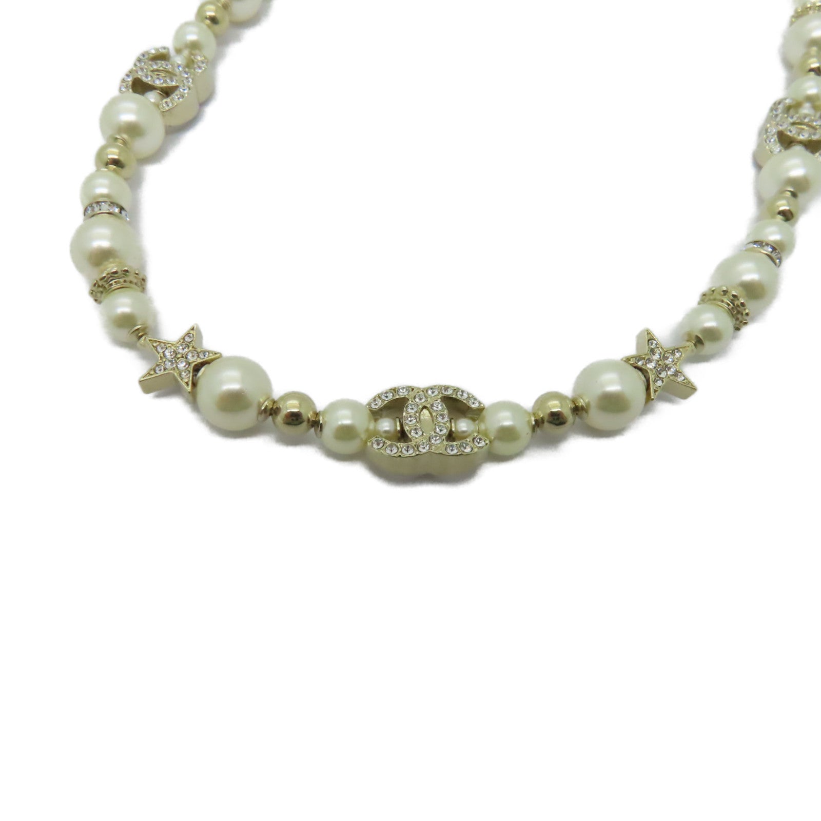 CHANEL PVC/金屬Necklace項鍊白色/金色