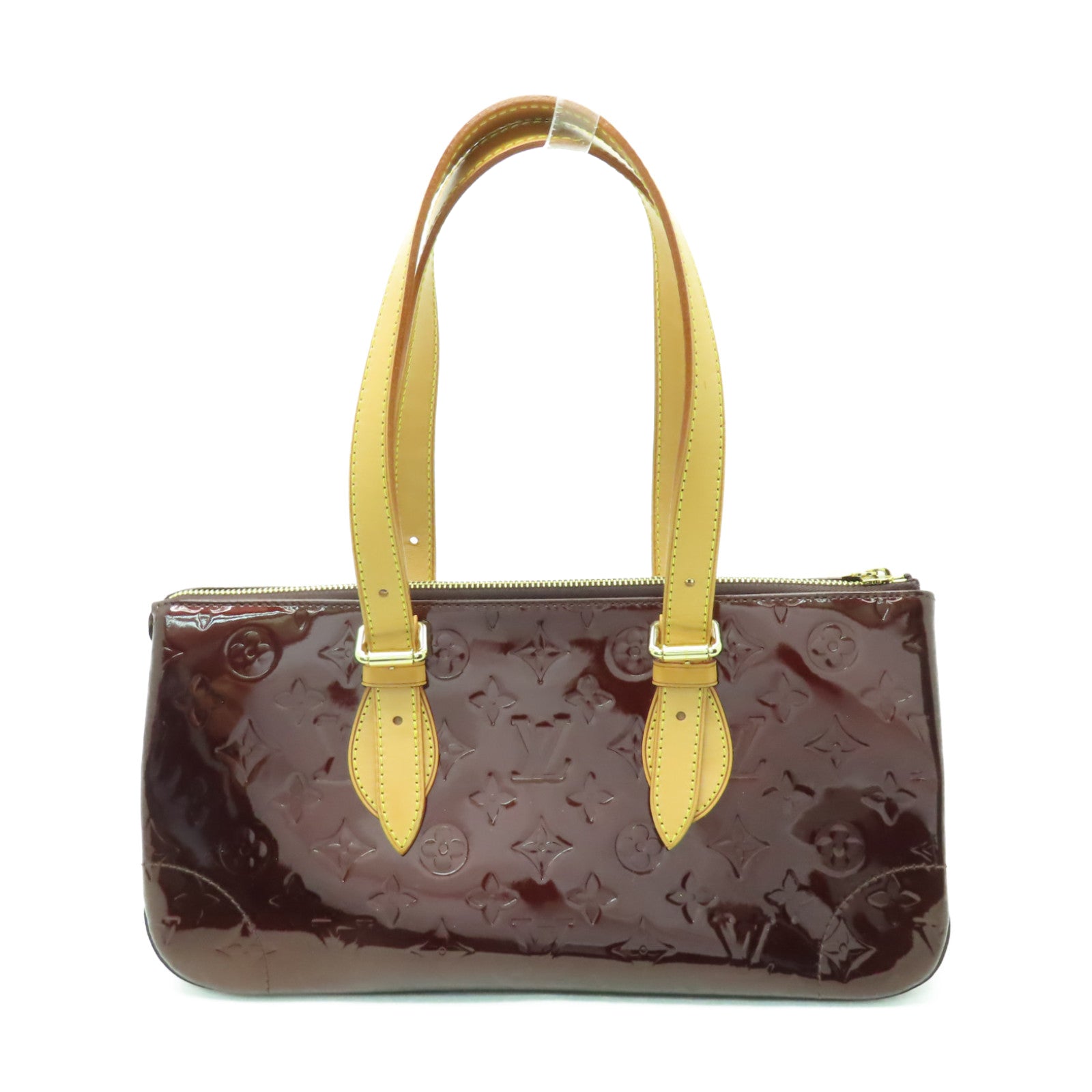 LOUIS VUITTON Monogram Vernis Rosewood Avenue金扣手挽袋酒紅色