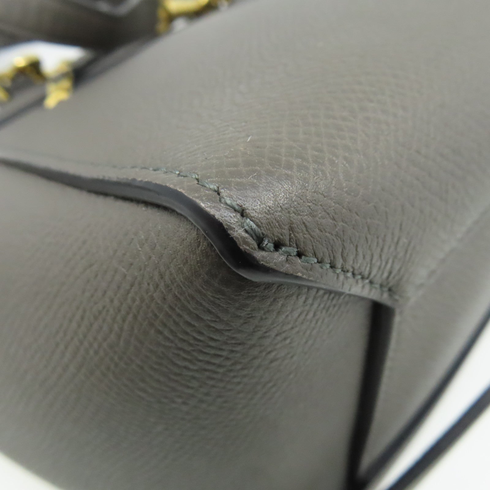 CELINE 牛皮皮革Belt Bag金扣手挽肩背兩用袋灰色