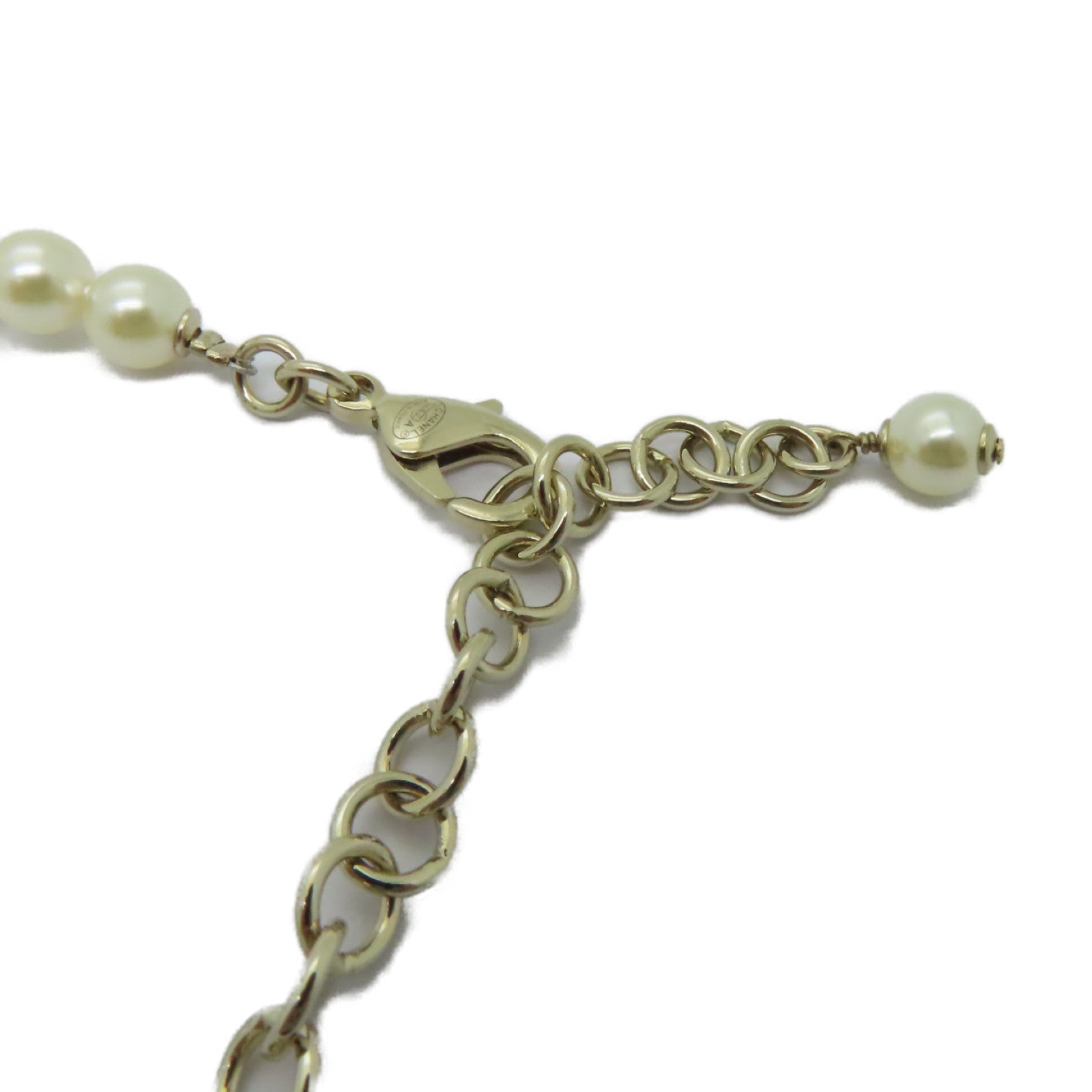 CHANEL PVC/金屬Necklace項鍊白色/金色