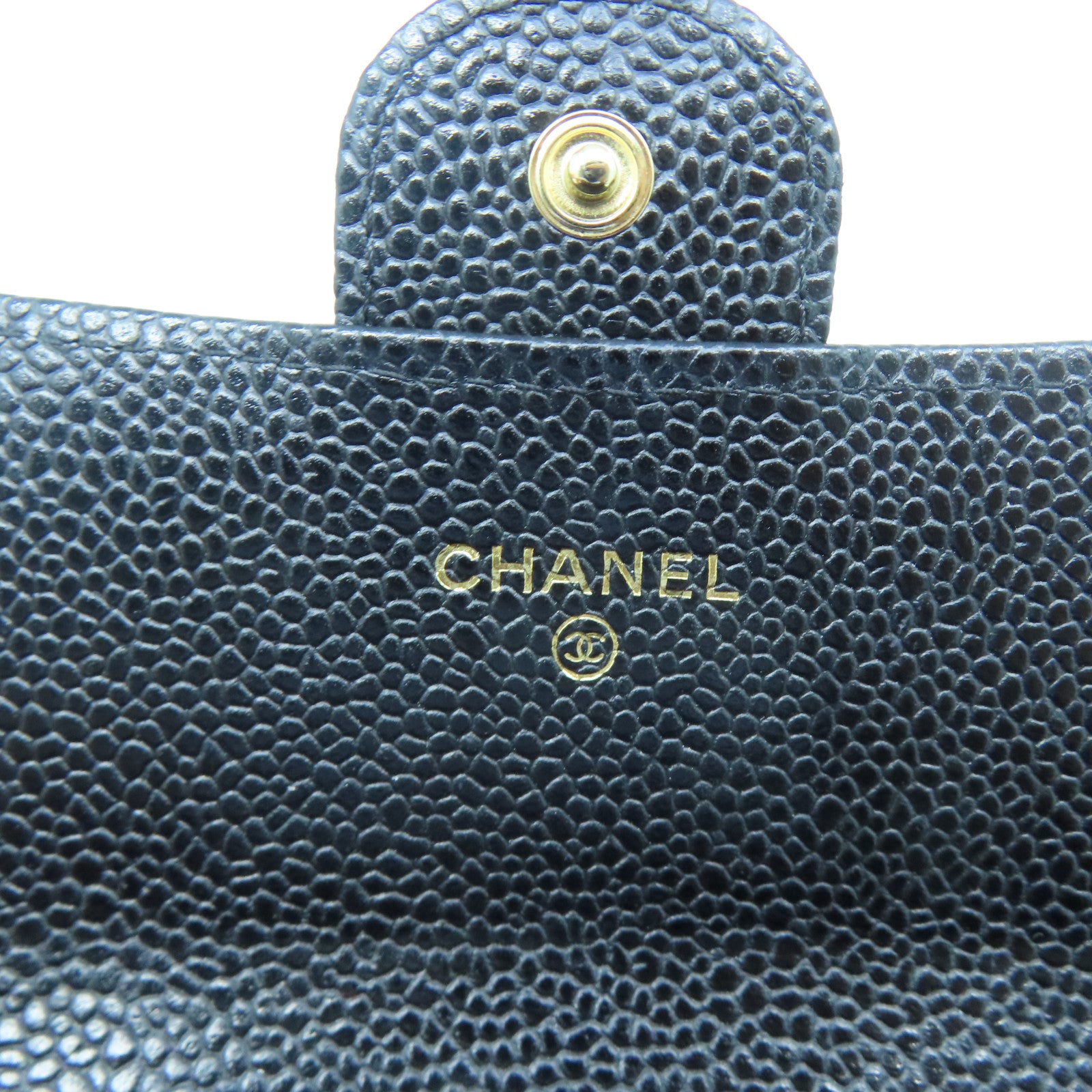 CHANEL Rhombus Caviar Leather Long Wallet Gold Buckle Long Wallet Black