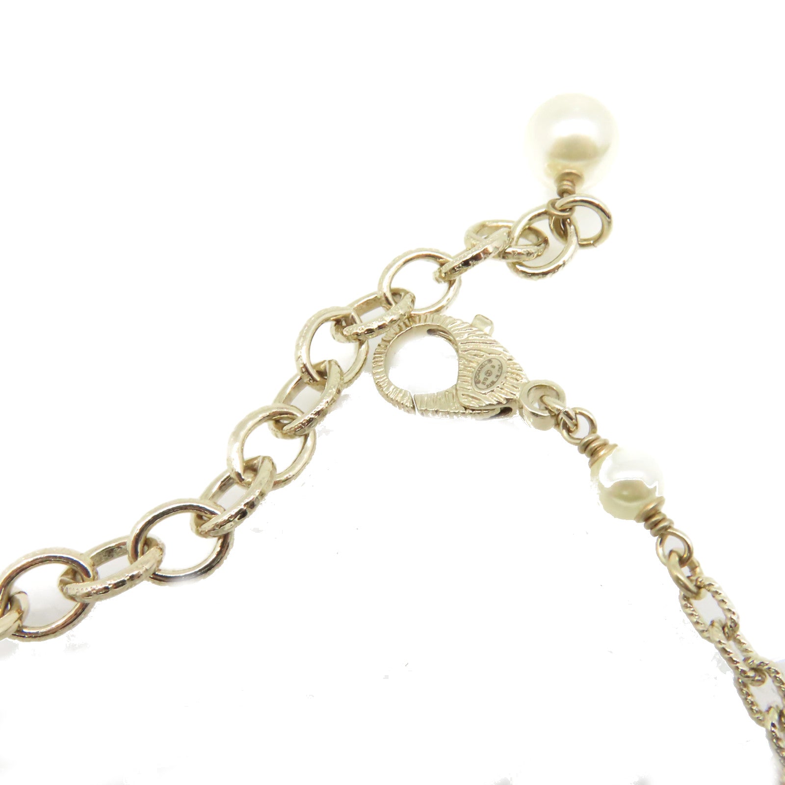 CHANEL 金屬/仿珍珠CC Necklace項鏈金色/珍珠色