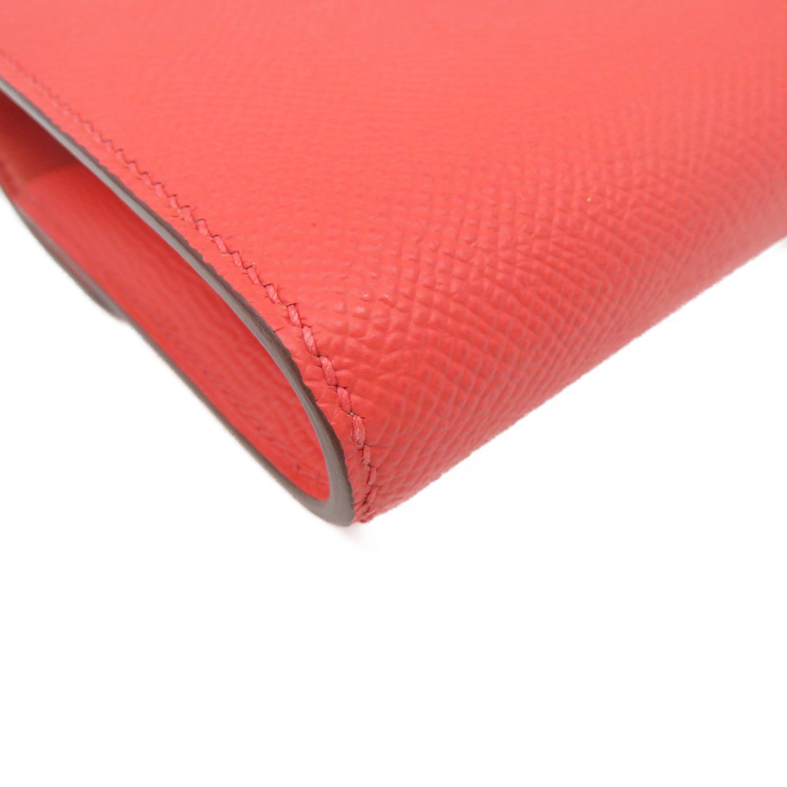 HERMES Epsom皮革Constance Wallet銀扣長錢包Rose Jaipur蜜桃紅色
