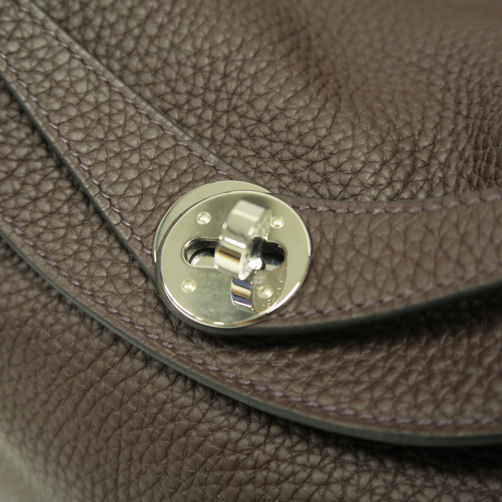 HERMES Clemence皮革Lindy 26銀扣手挽肩背兩用袋紅棕色