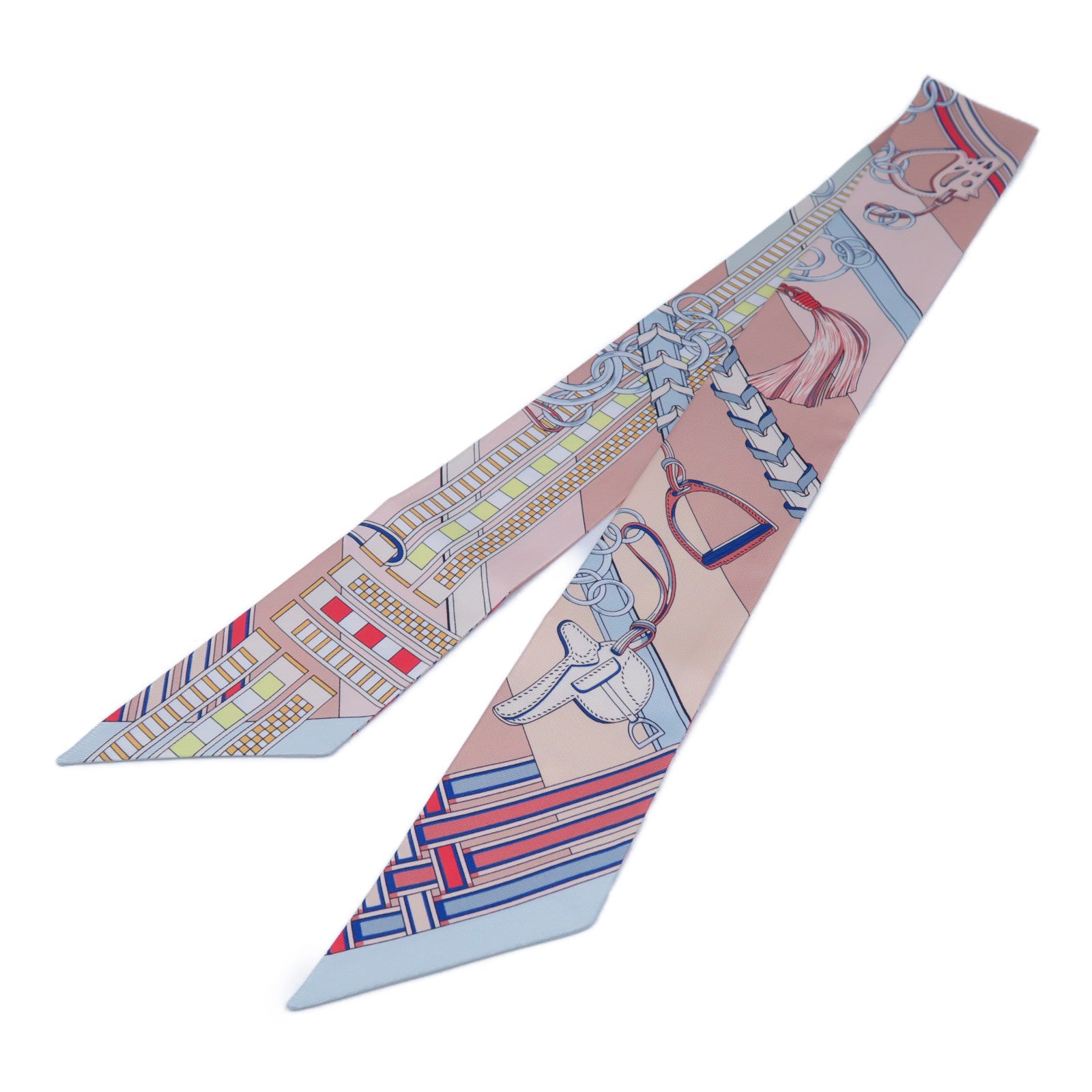 HERMES 絲質Twilly Scarf絲巾米色/藍色/紅色