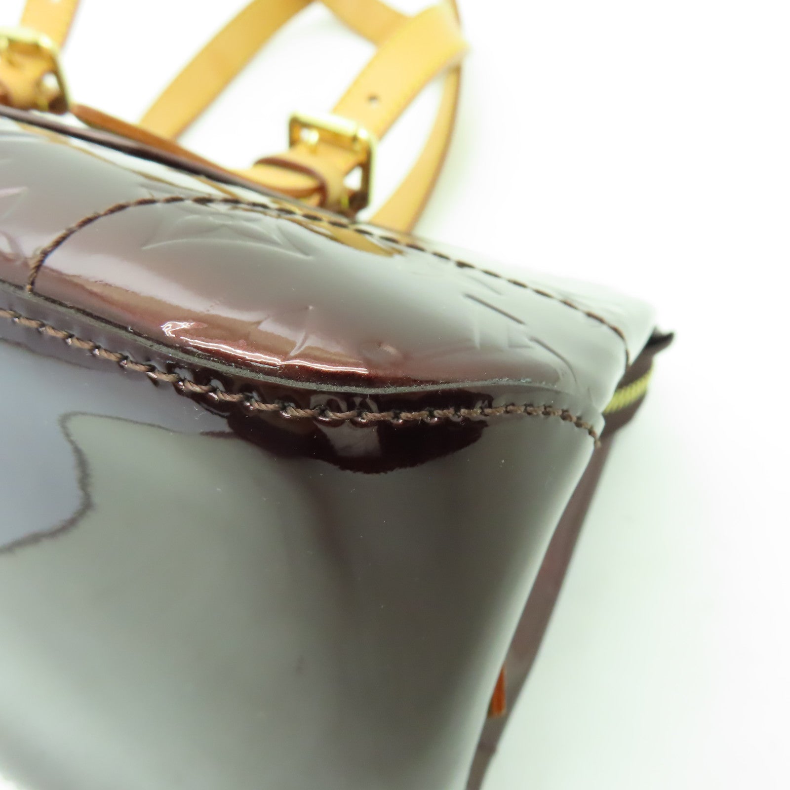 LOUIS VUITTON Monogram Vernis Rosewood Avenue金扣手挽袋酒紅色