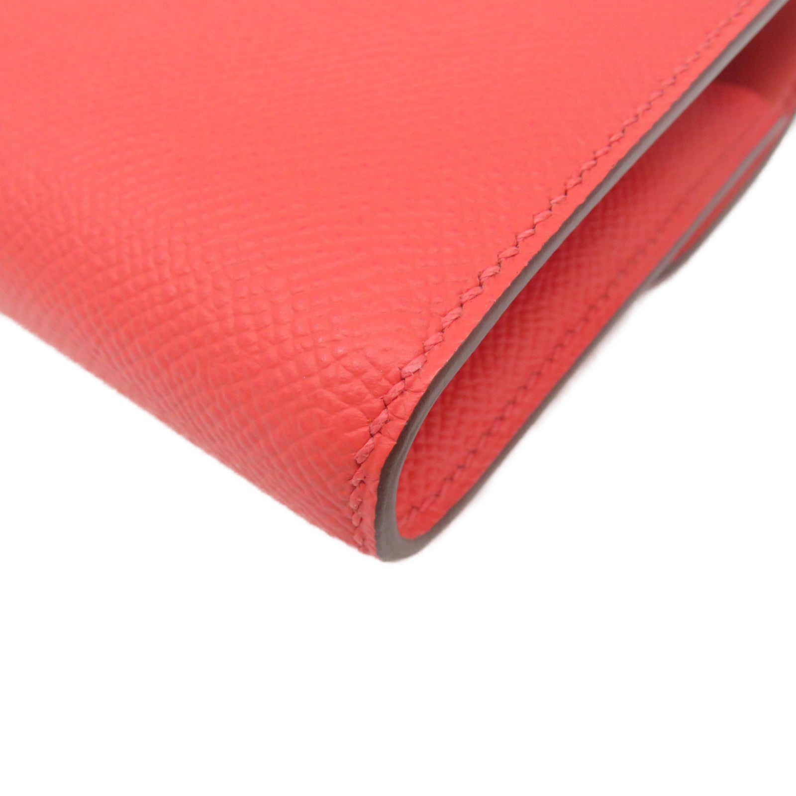 HERMES Epsom皮革Constance Wallet銀扣長錢包Rose Jaipur蜜桃紅色