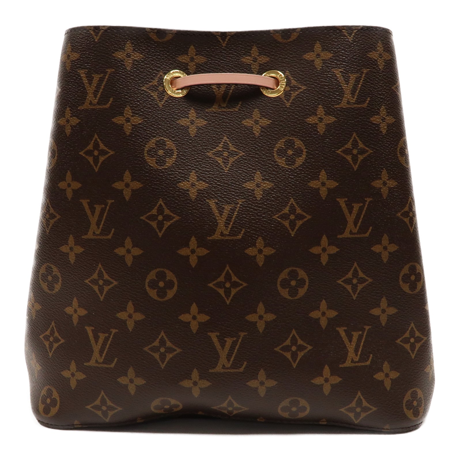 LOUIS VUITTON Monogram NeoNoe MM金扣肩背袋啡色/粉紅色