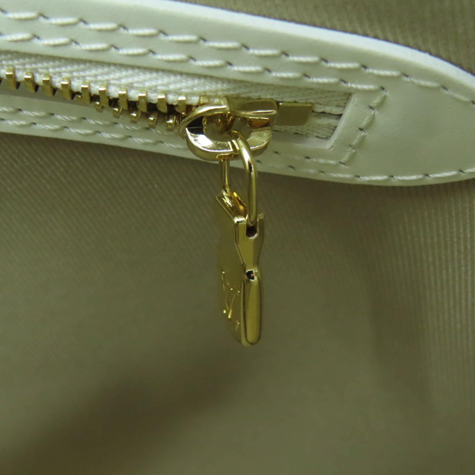 LOUIS VUITTON 牛皮皮革/蓮花棉/Monogram Neverfull MM金扣手挽袋白色