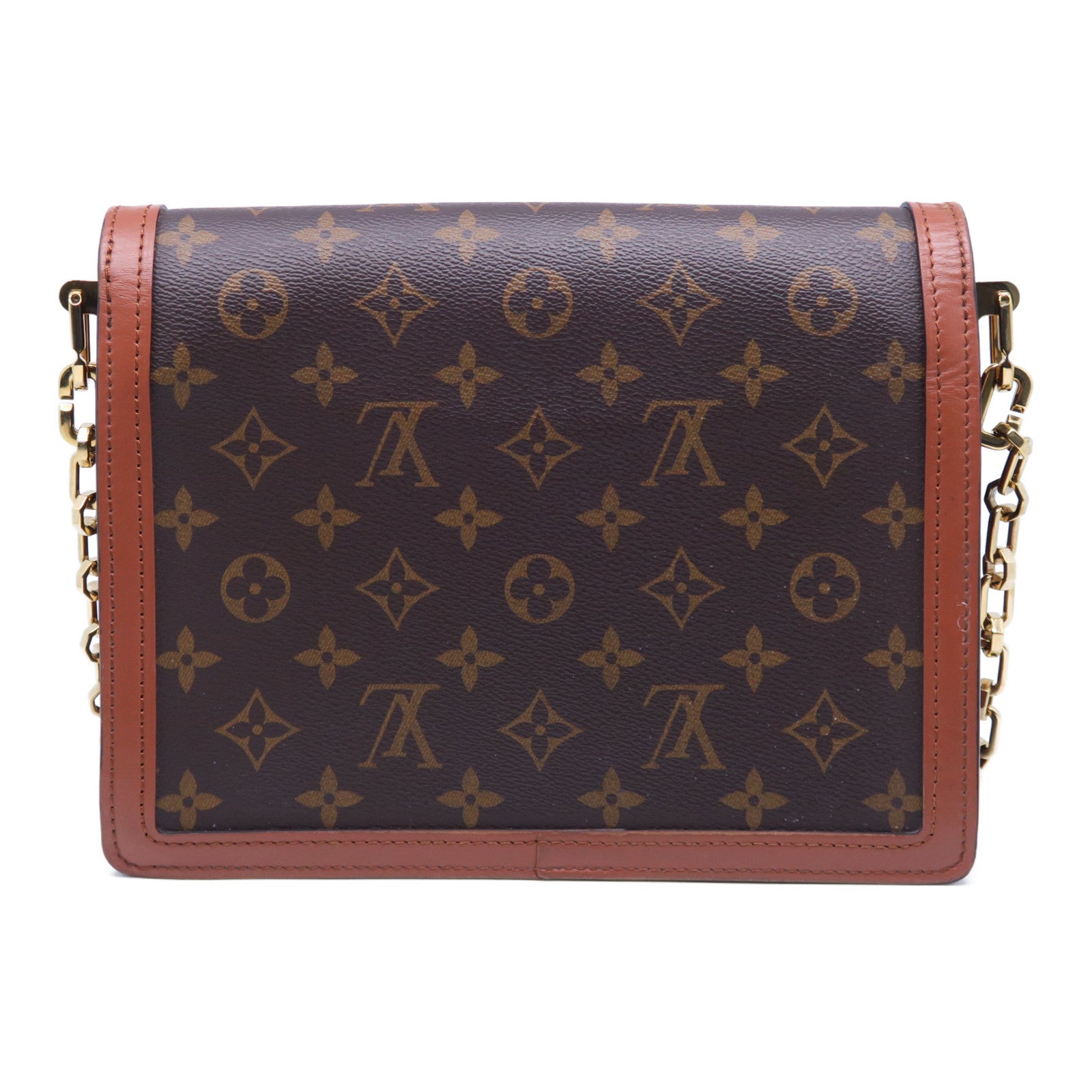 LOUIS VUITTON Monogram Dauphine MM金扣肩背袋啡色