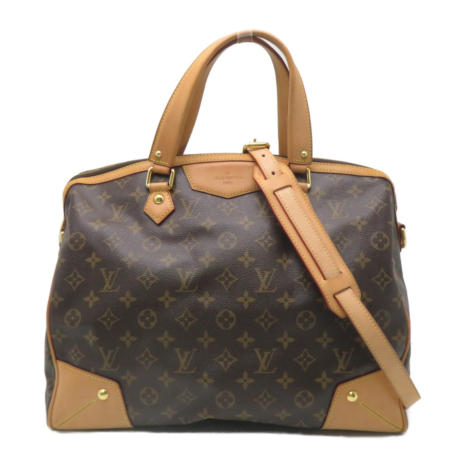 LOUIS VUITTON Monogram Retiro GM金扣手挽肩背兩用袋啡色