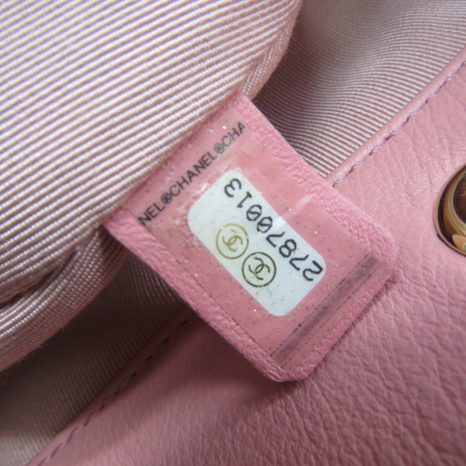 CHANEL 菱格牛皮皮革Backpack金扣背包粉紅色