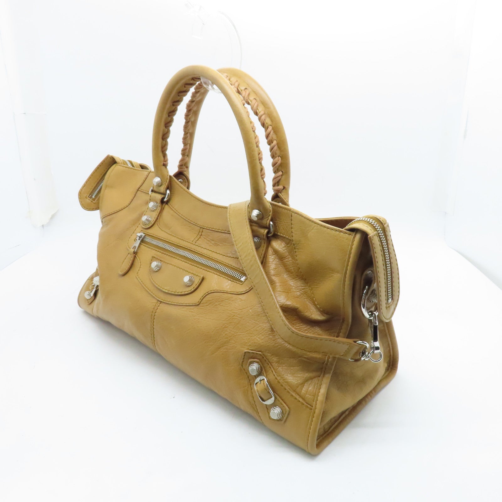 BALENCIAGA 【激減優惠】牛皮皮革Part Time銀扣手挽肩背兩用袋啡色