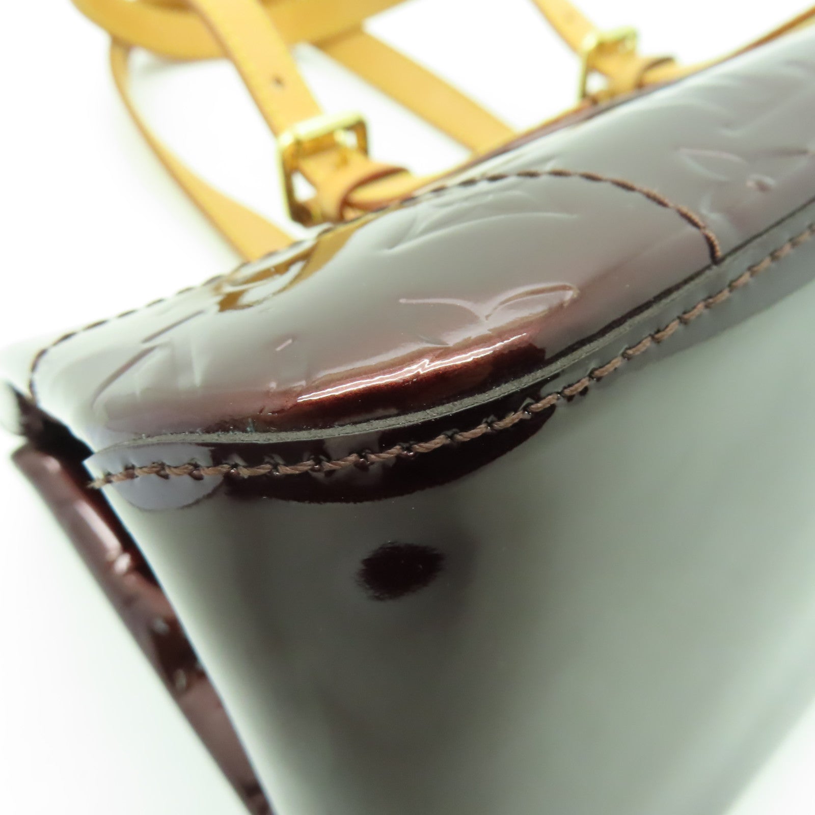 LOUIS VUITTON Monogram Vernis Rosewood Avenue金扣手挽袋酒紅色