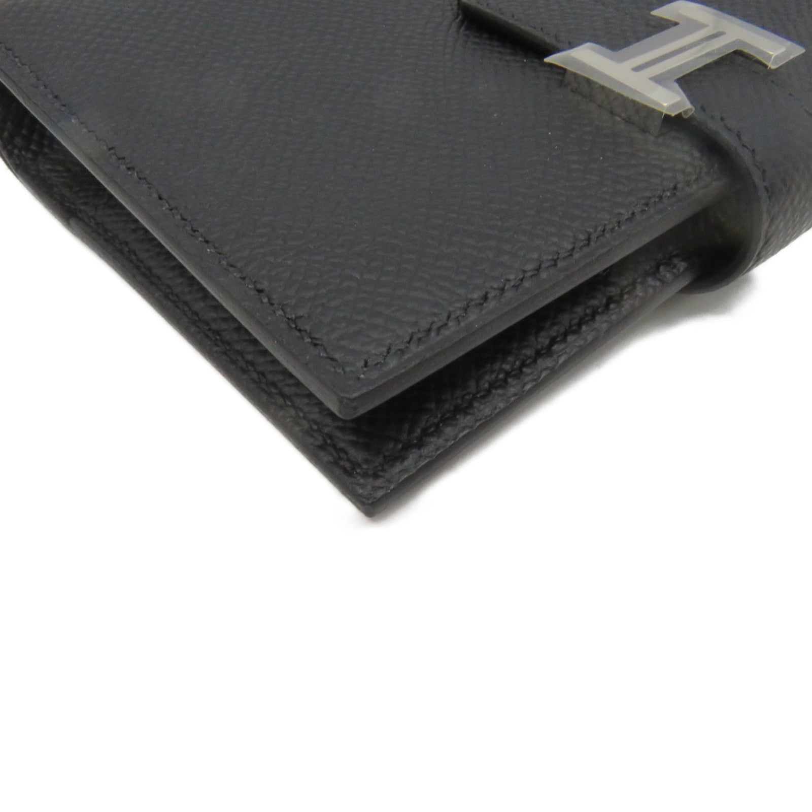 HERMES Epsom皮革Bearn Wallet銀扣短錢包黑色