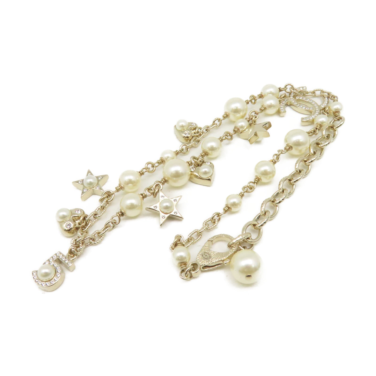 CHANEL 金屬/仿珍珠CC Necklace項鏈金色/珍珠色