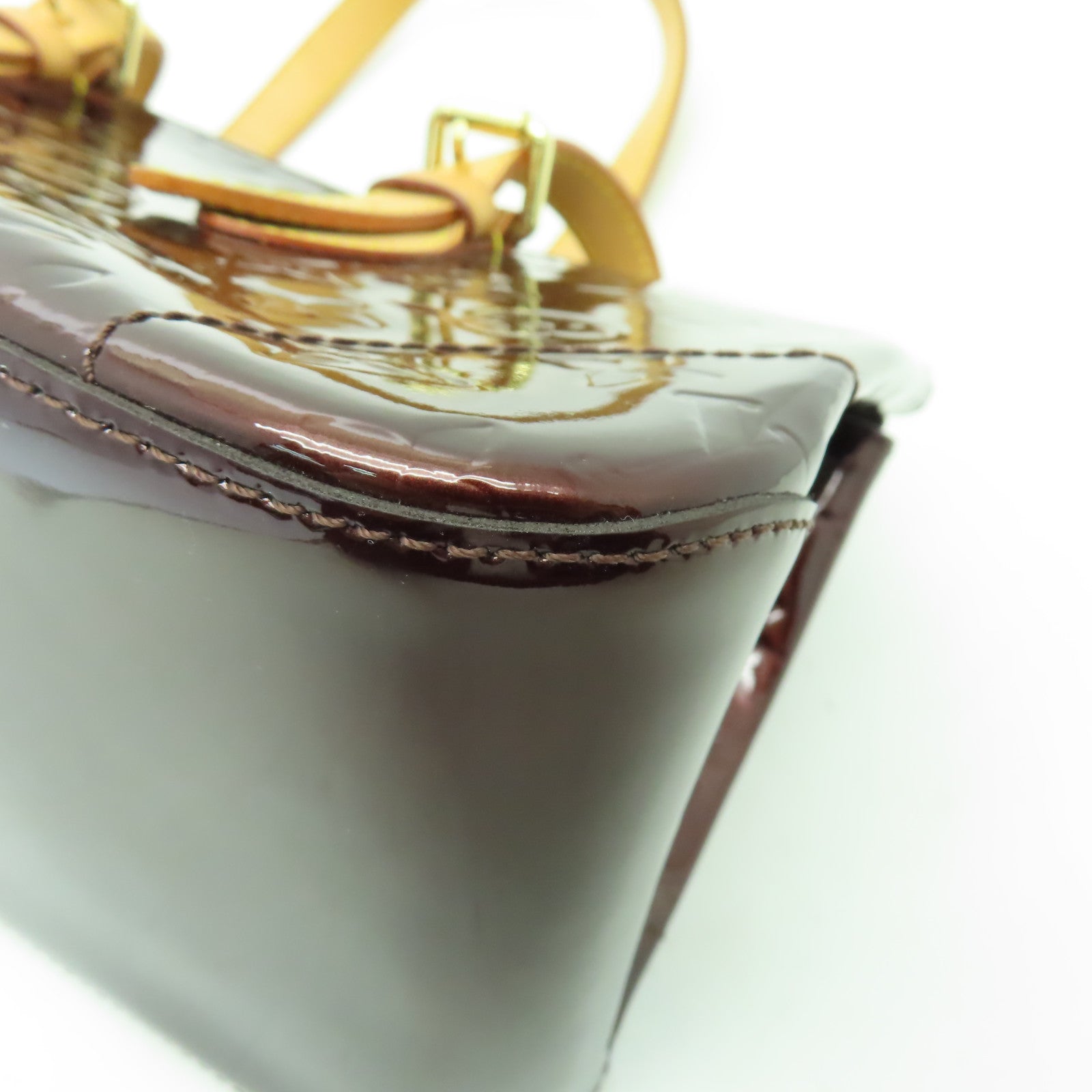 LOUIS VUITTON Monogram Vernis Rosewood Avenue金扣手挽袋酒紅色
