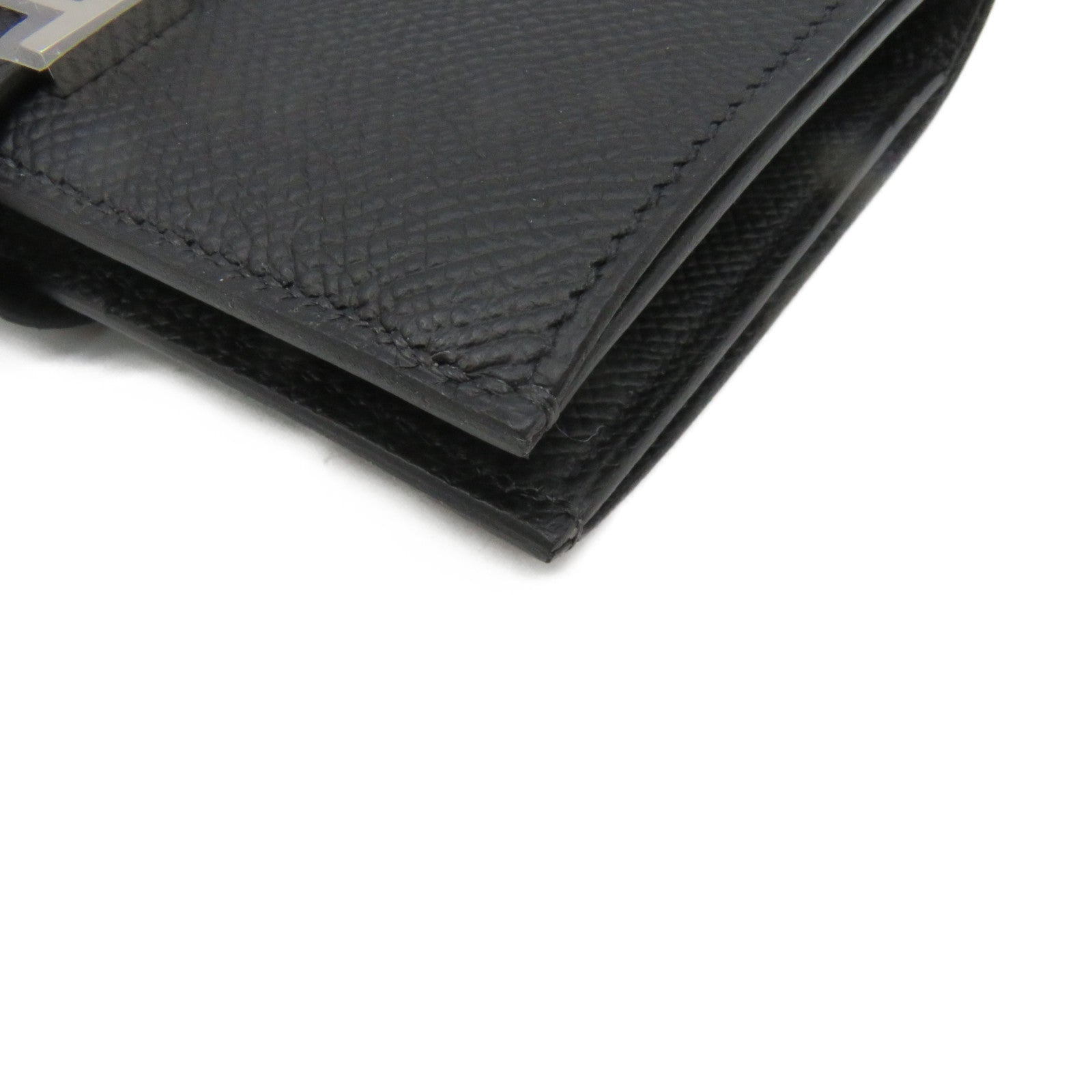 HERMES Epsom皮革Bearn Wallet銀扣短錢包黑色