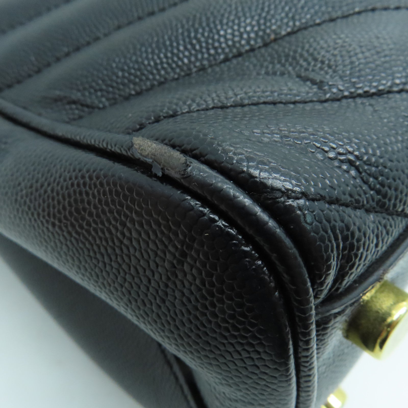 YVES SAINT LAURENT 牛皮皮革Chain Shoulder金扣肩背袋黑色