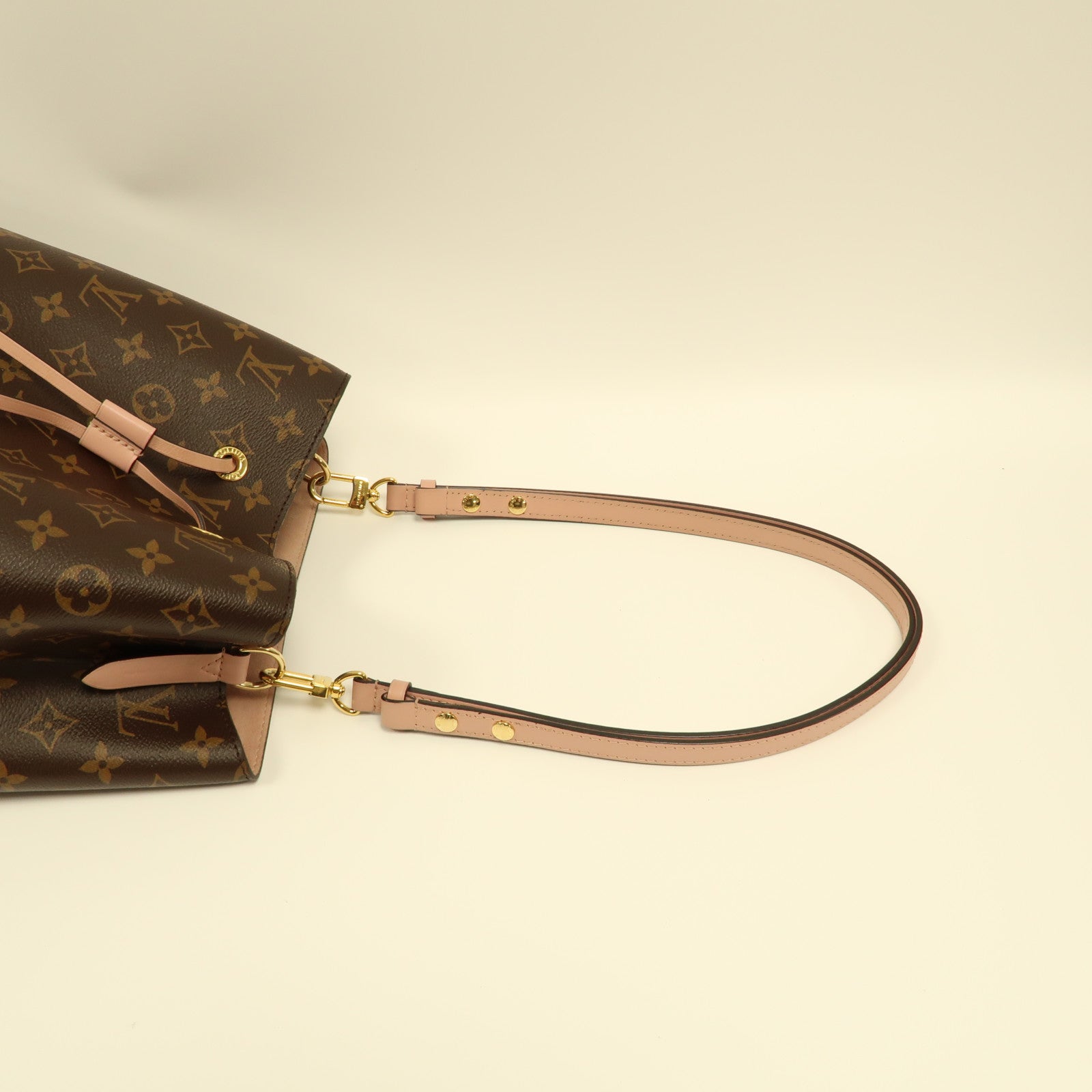 LOUIS VUITTON Monogram NeoNoe MM金扣肩背袋啡色/粉紅色