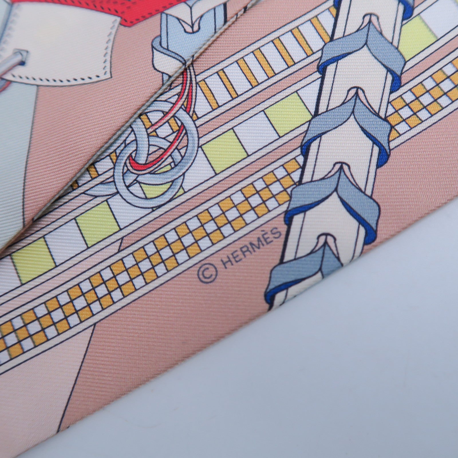 HERMES 絲質Twilly Scarf絲巾米色/藍色/紅色