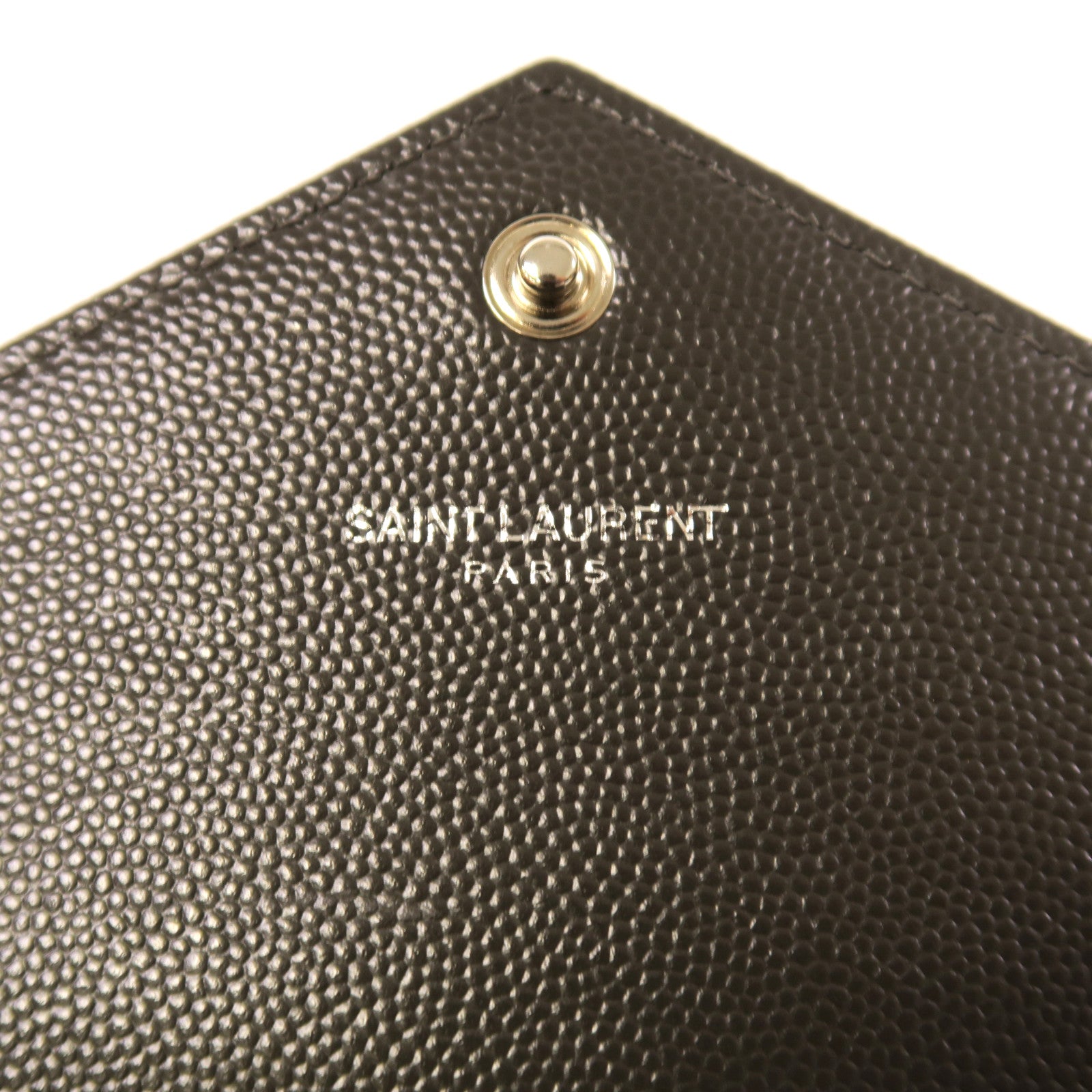 YVES SAINT LAURENT 皮革Long Wallet銀扣長錢包灰色