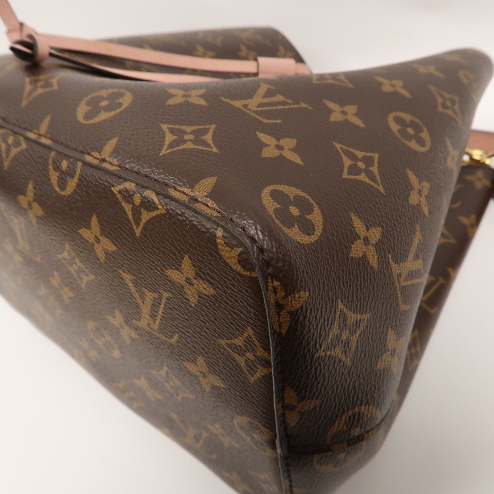 LOUIS VUITTON Monogram NeoNoe MM金扣肩背袋啡色/粉紅色