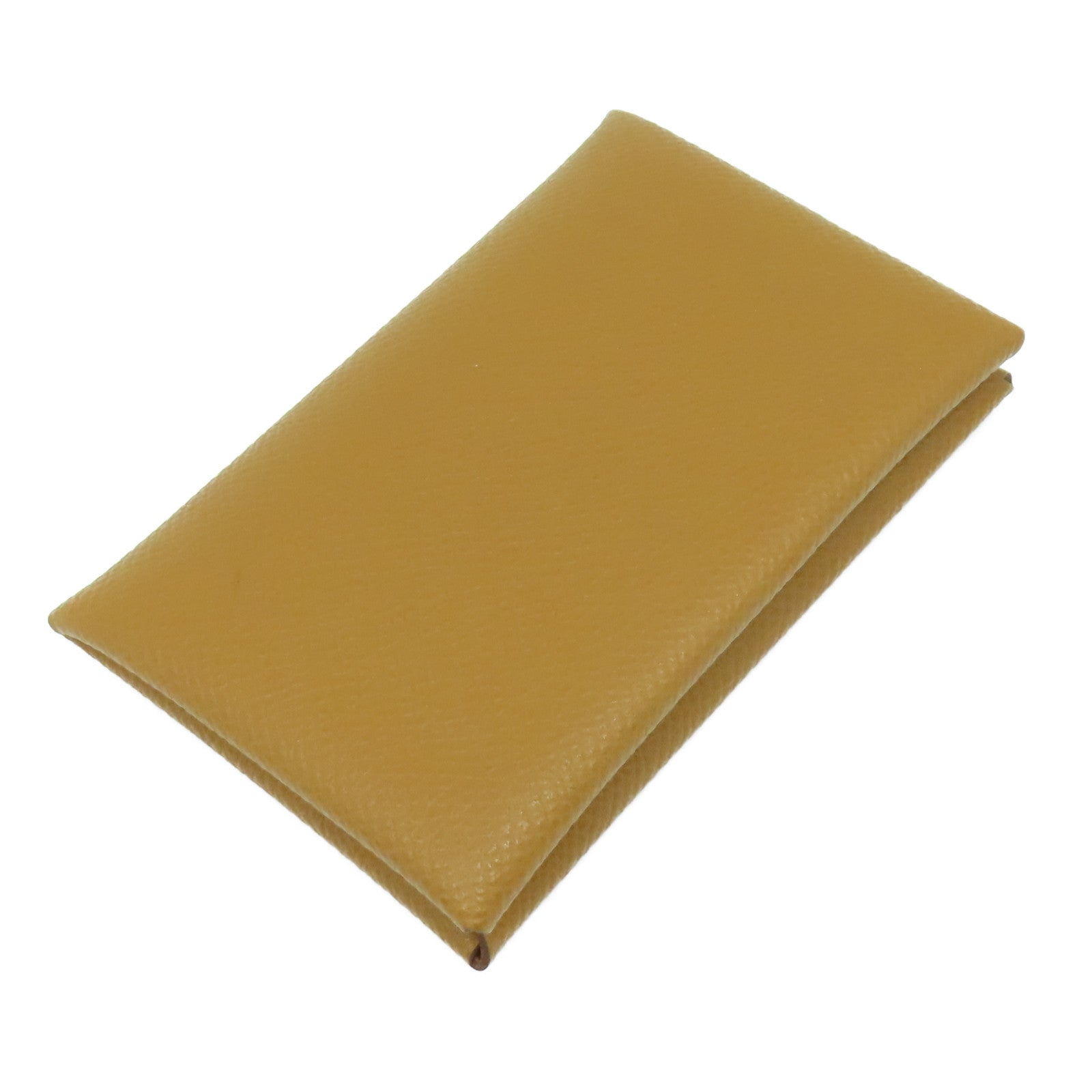 HERMES Epsom皮革Calvi銀扣卡片套Gold經典駝色