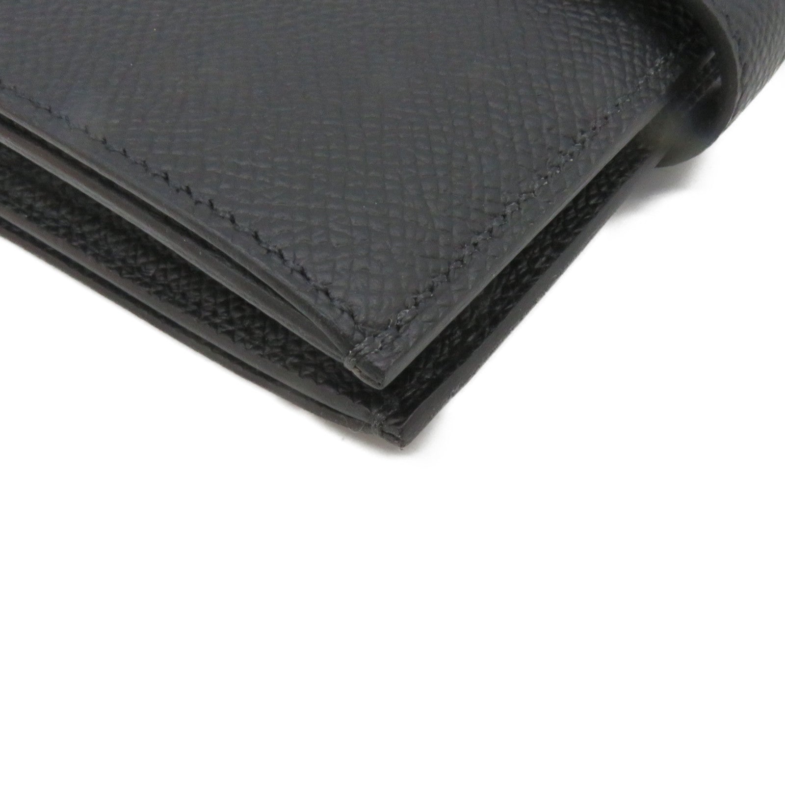 HERMES Epsom皮革Bearn Wallet銀扣短錢包黑色