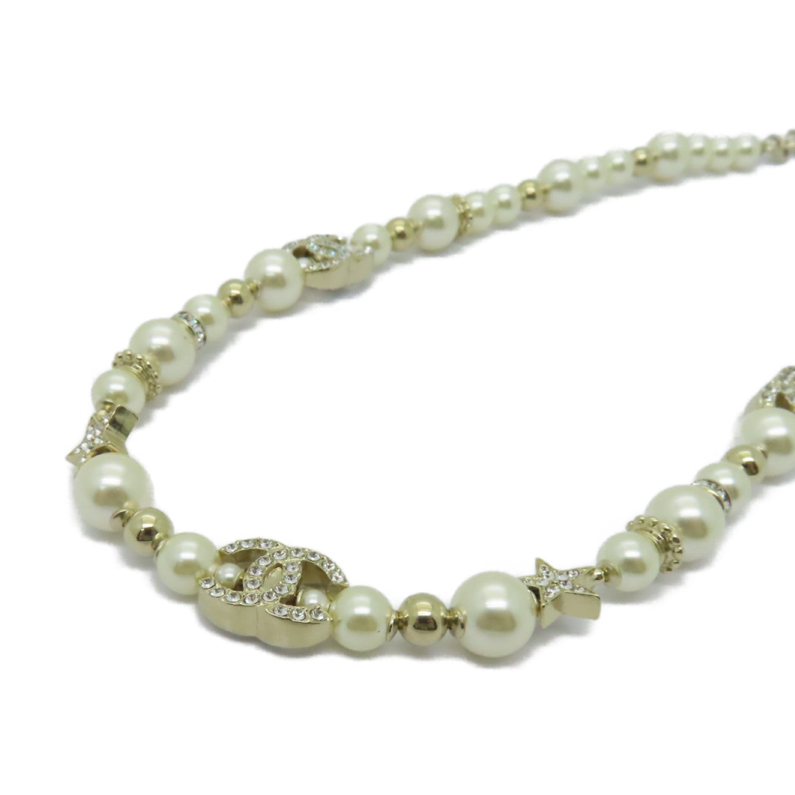 CHANEL PVC/金屬Necklace項鍊白色/金色