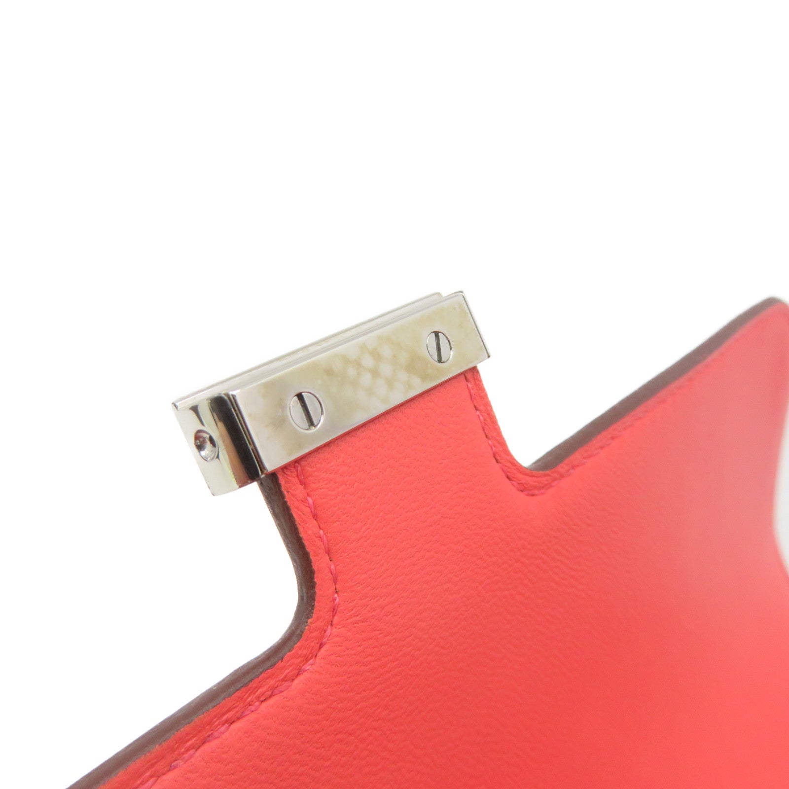 HERMES Epsom皮革Constance Wallet銀扣長錢包Rose Jaipur蜜桃紅色