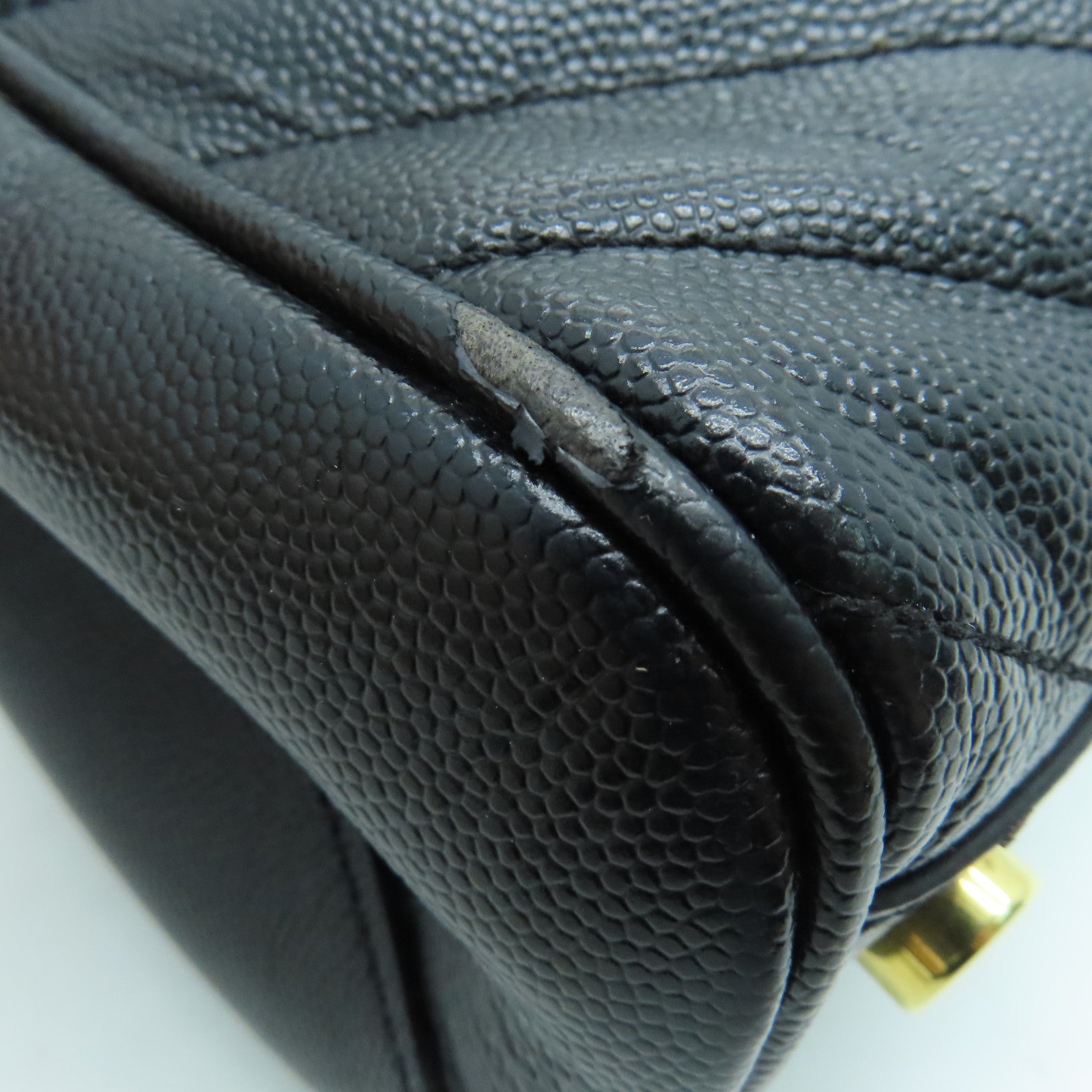 YVES SAINT LAURENT 牛皮皮革Chain Shoulder金扣肩背袋黑色