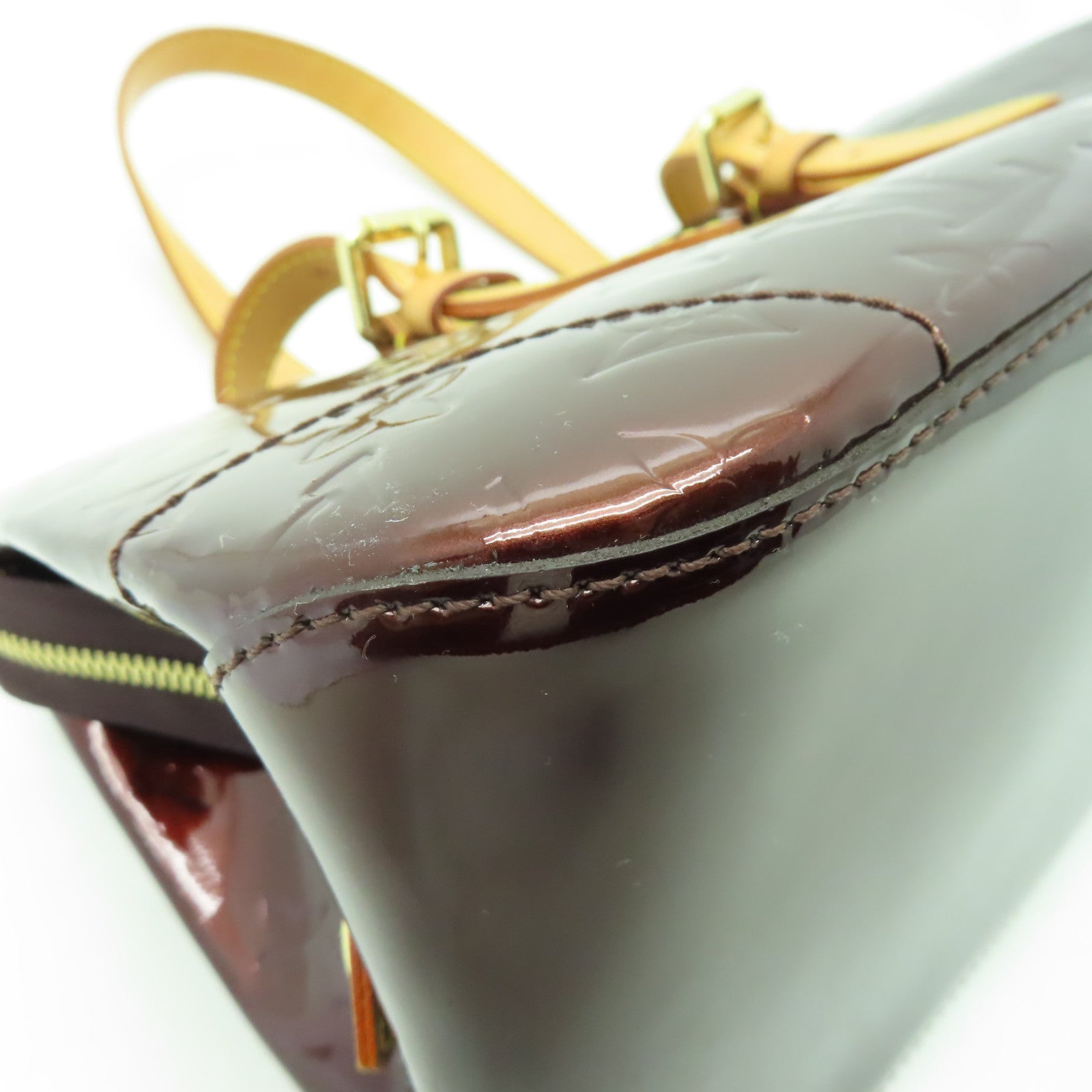 LOUIS VUITTON Monogram Vernis Rosewood Avenue金扣手挽袋酒紅色