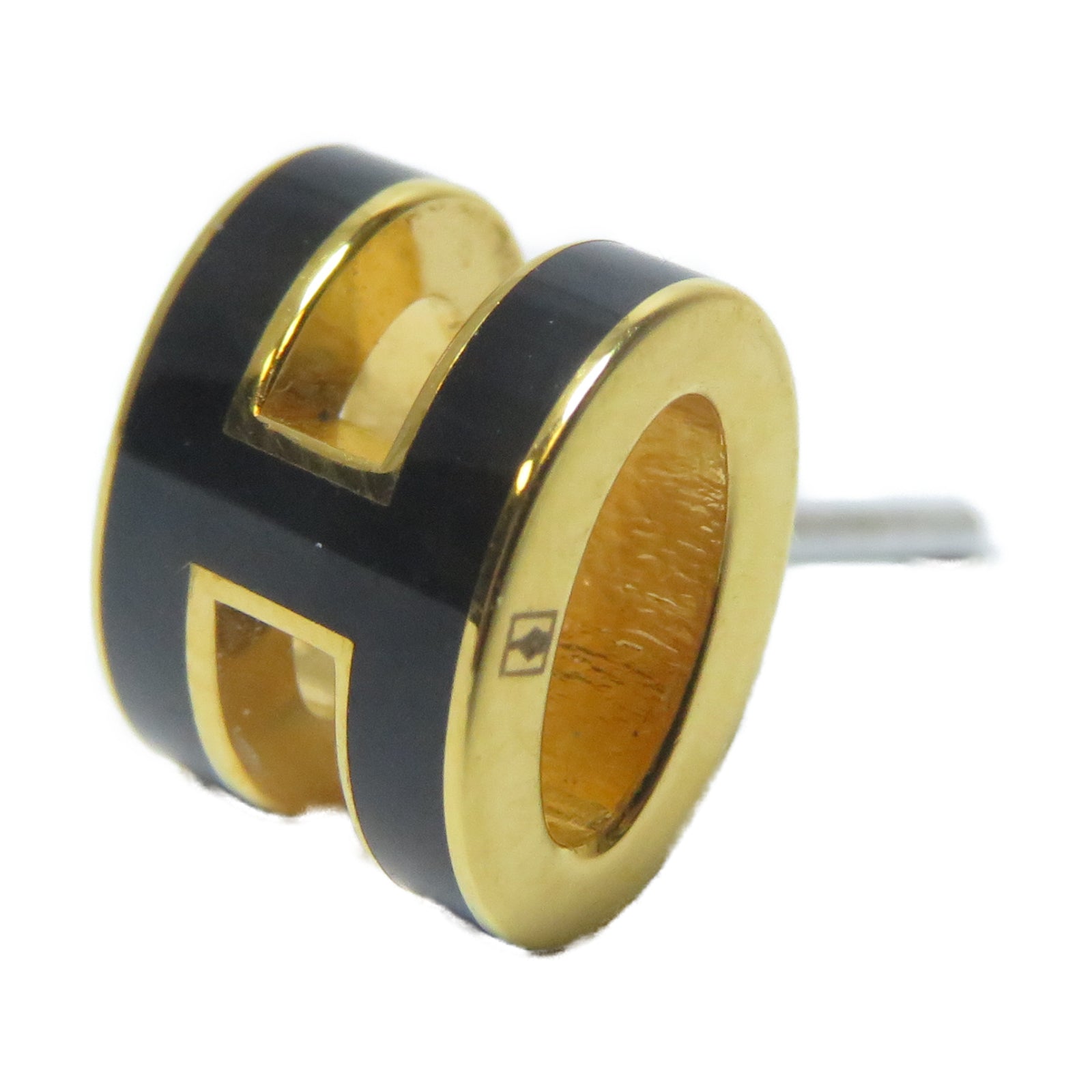 HERMES 金屬Mini Pop H Earrings金扣耳環黑色/金色