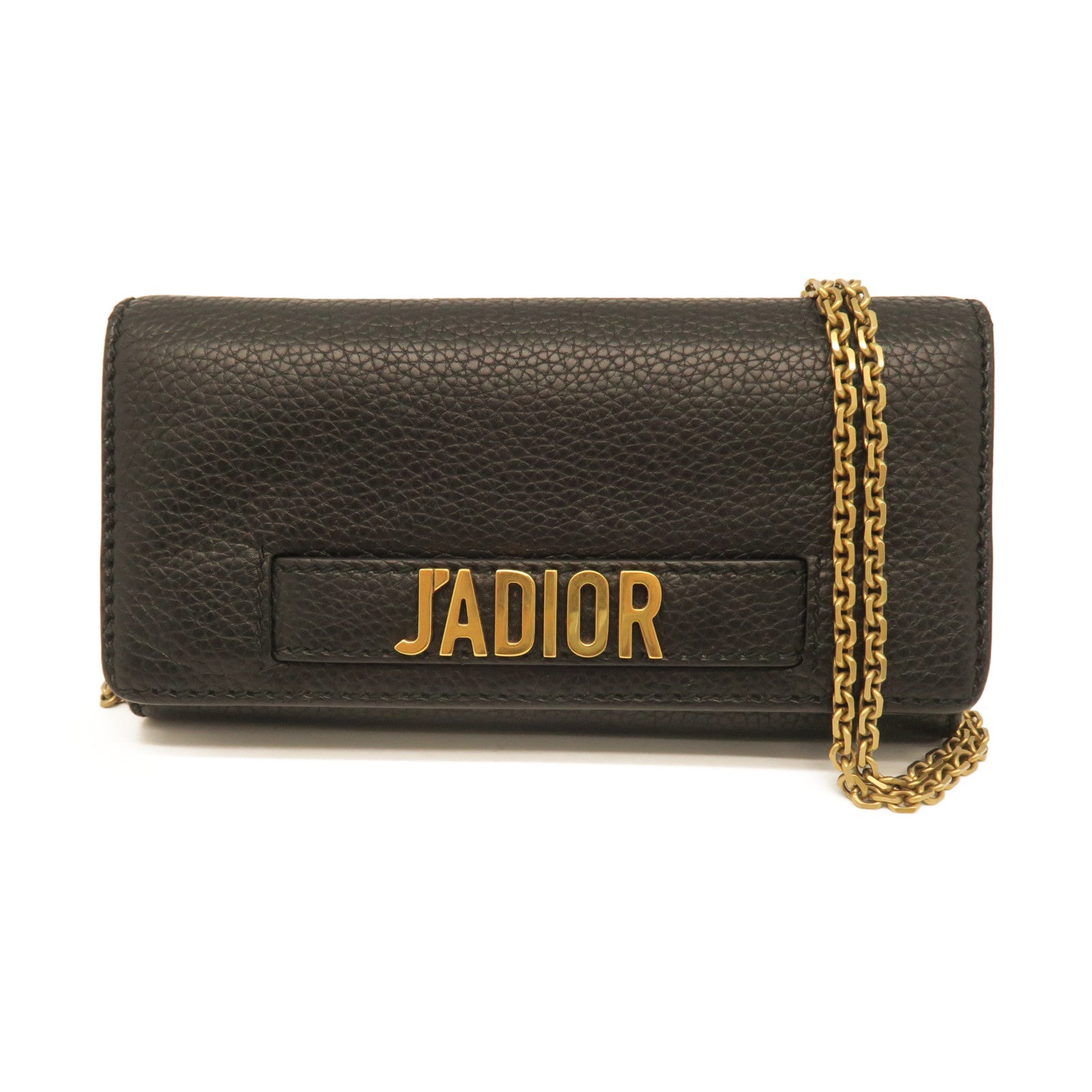 Dior Leather Chain Shoulder Gold Buckle Shoulder Bag Black