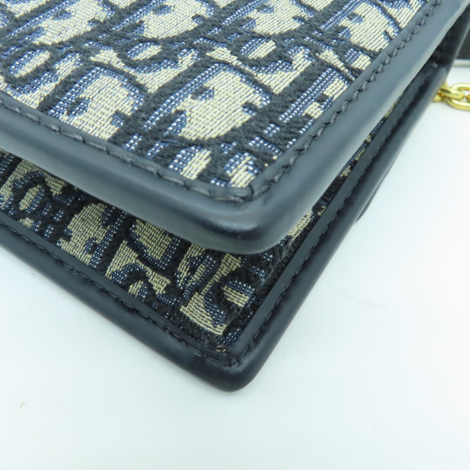 Dior 帆布Montaigne 30金扣鏈帶肩背袋藍色