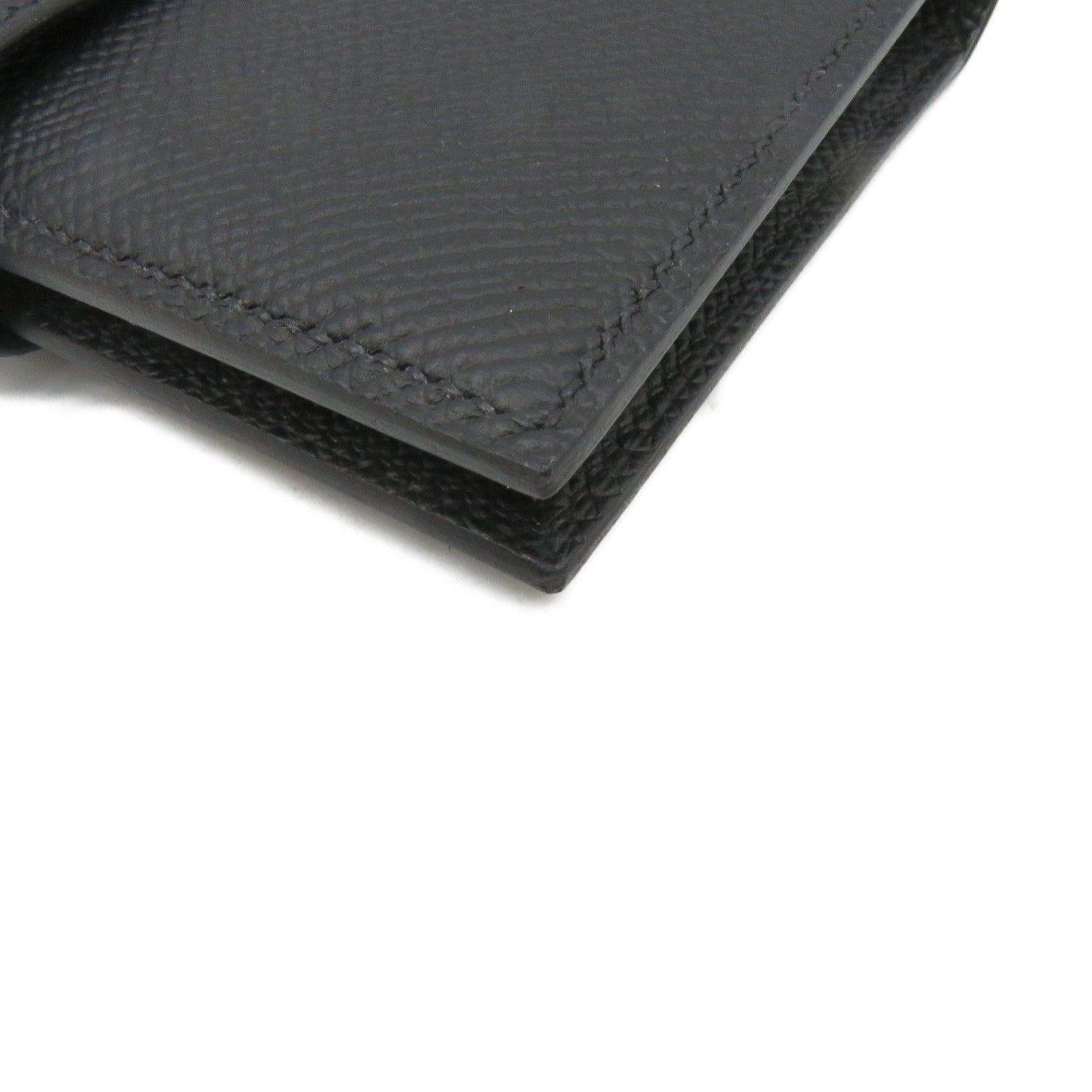 HERMES Epsom皮革Bearn Wallet銀扣短錢包黑色