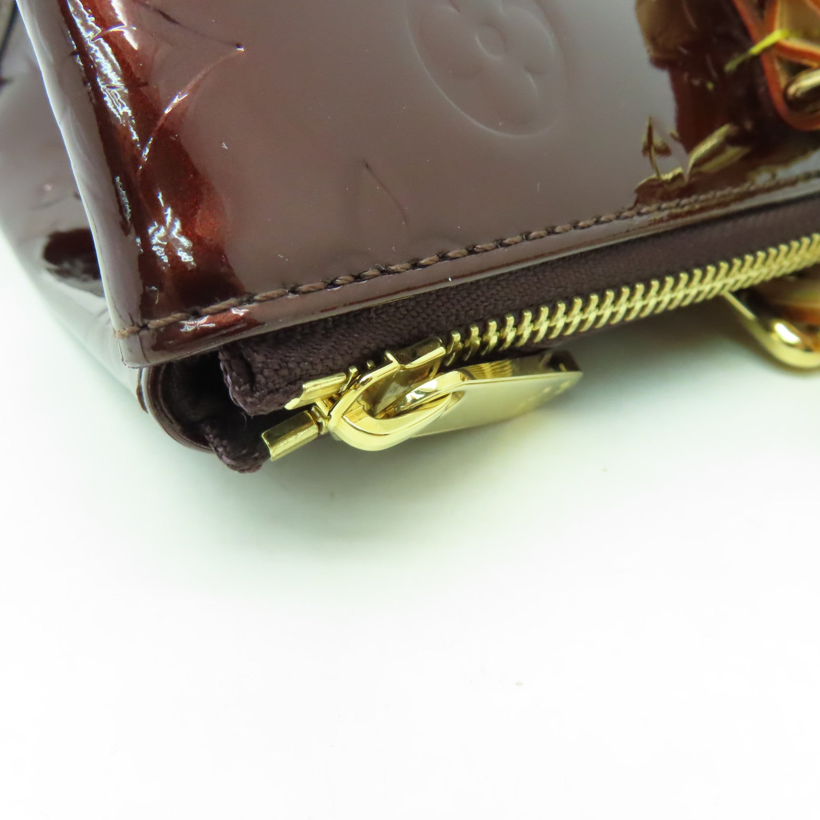 LOUIS VUITTON Monogram Vernis Rosewood Avenue金扣手挽袋酒紅色