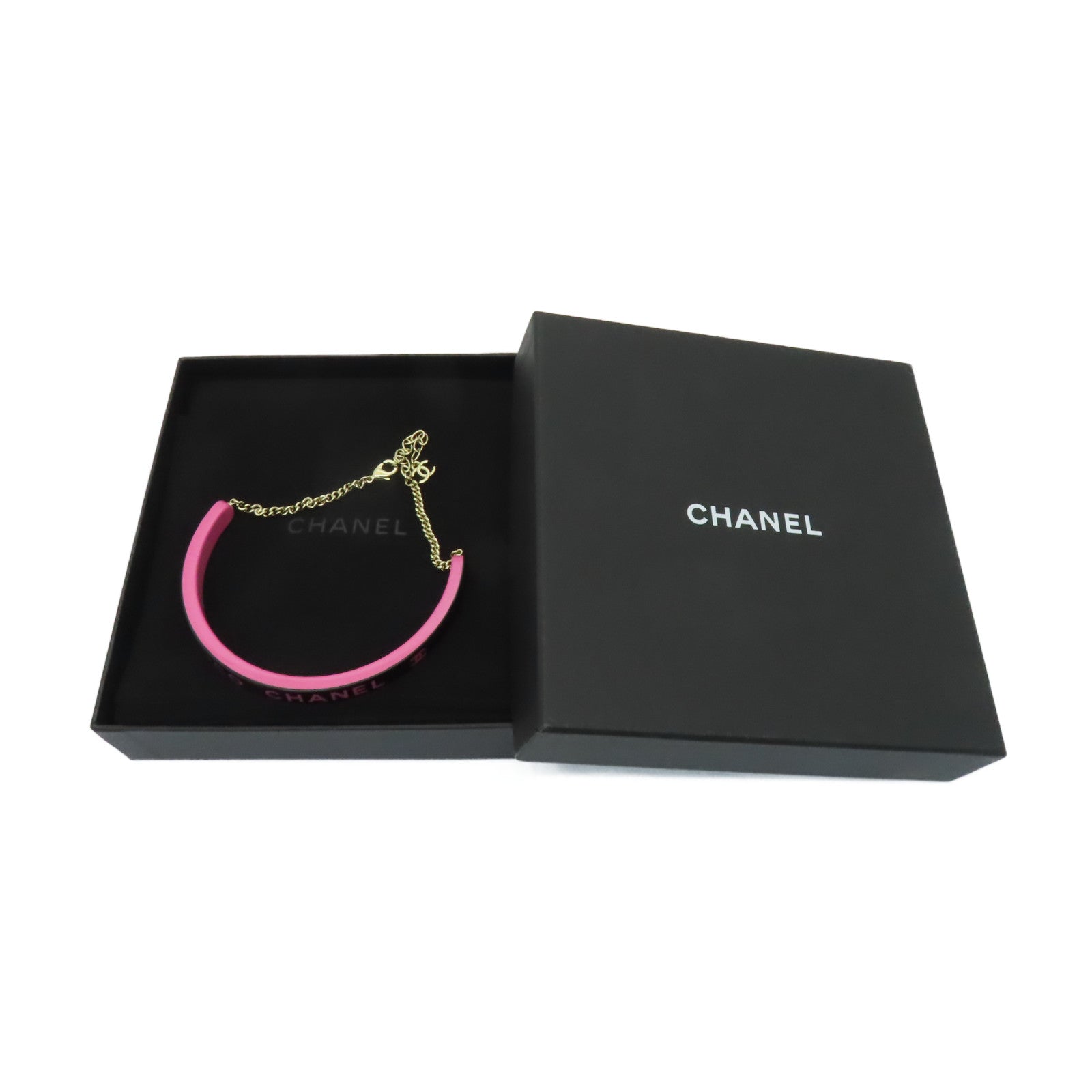 CHANEL PVC/金屬Necklace項鍊粉紅色/黒色