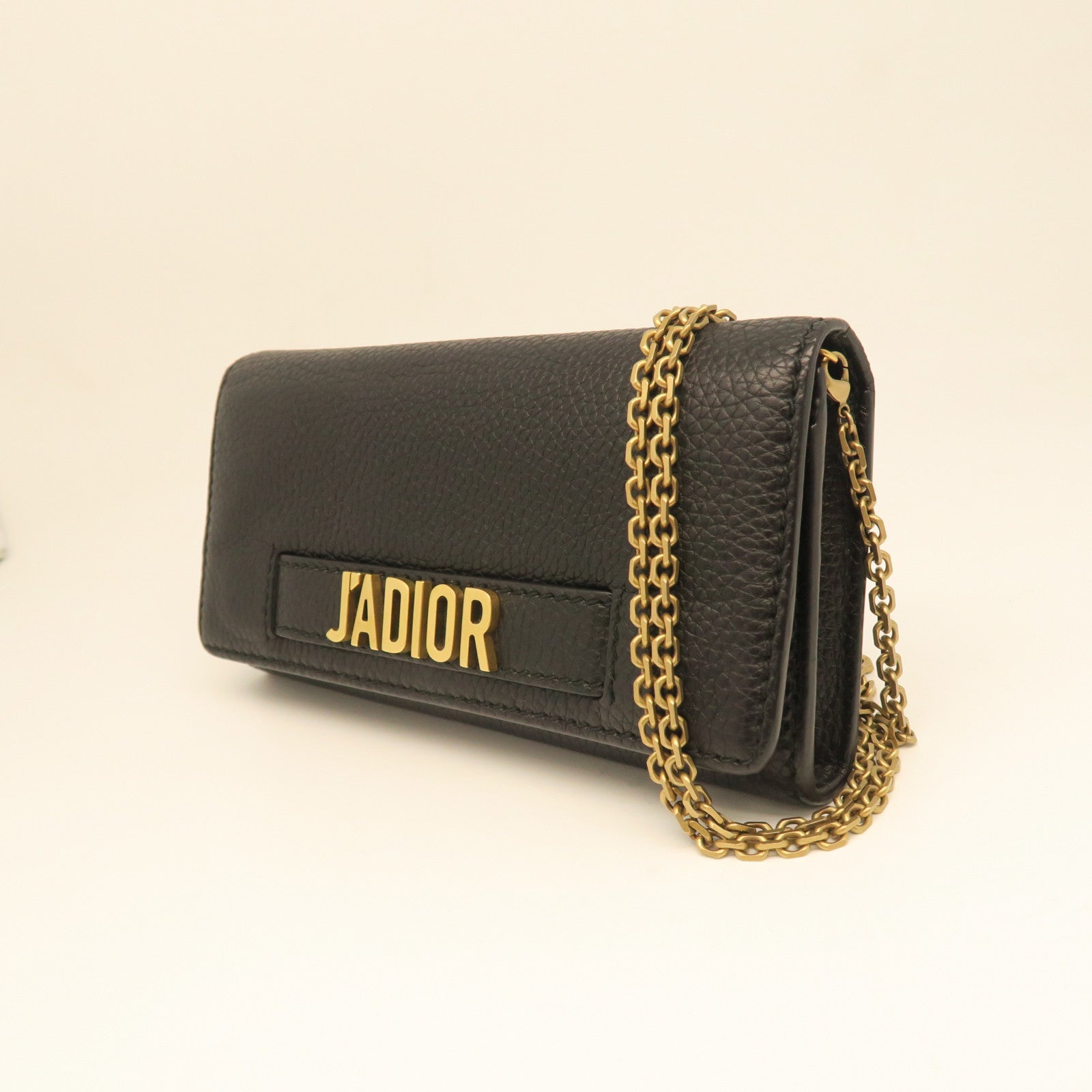 Dior Leather Chain Shoulder Gold Buckle Shoulder Bag Black