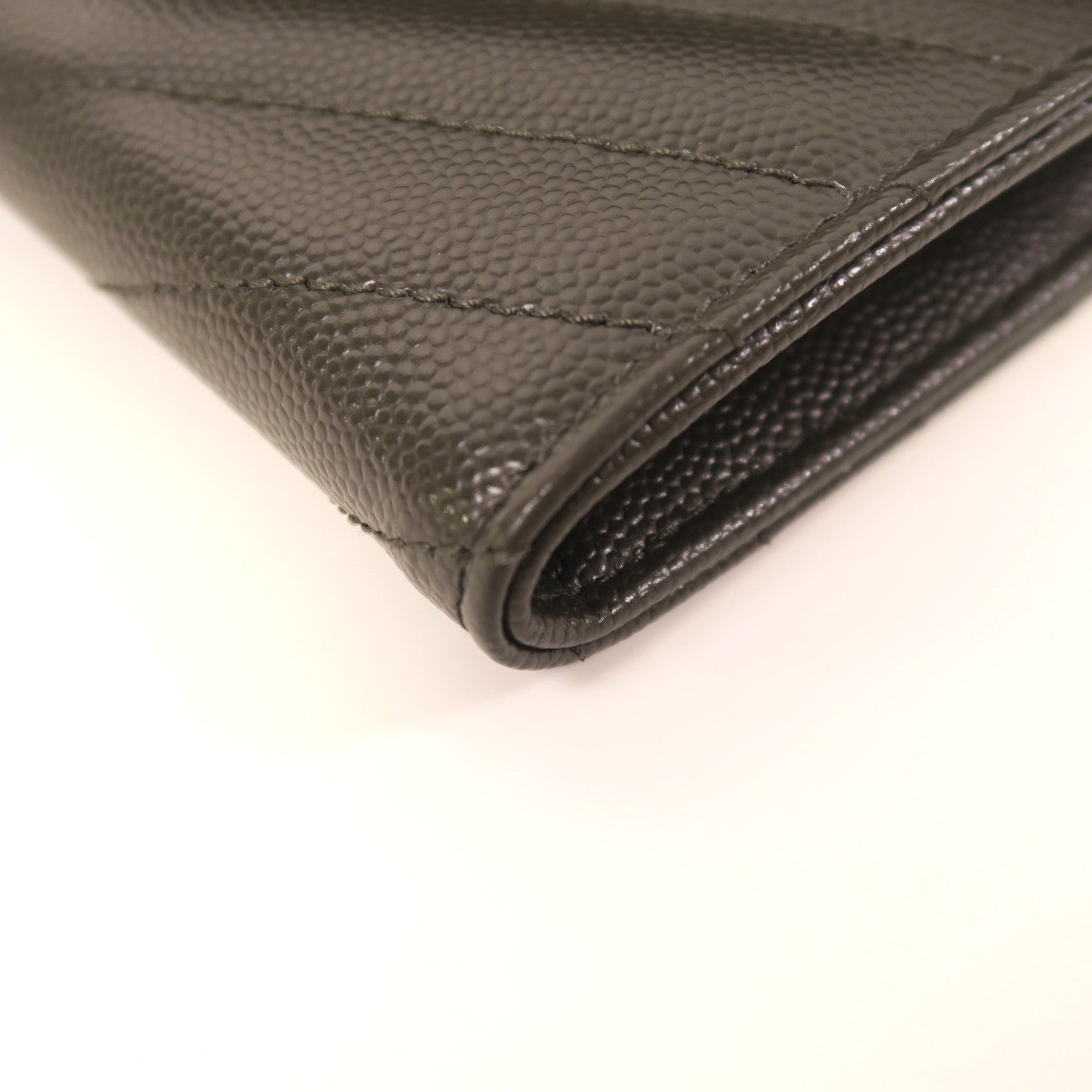 YVES SAINT LAURENT 皮革Long Wallet銀扣長錢包灰色
