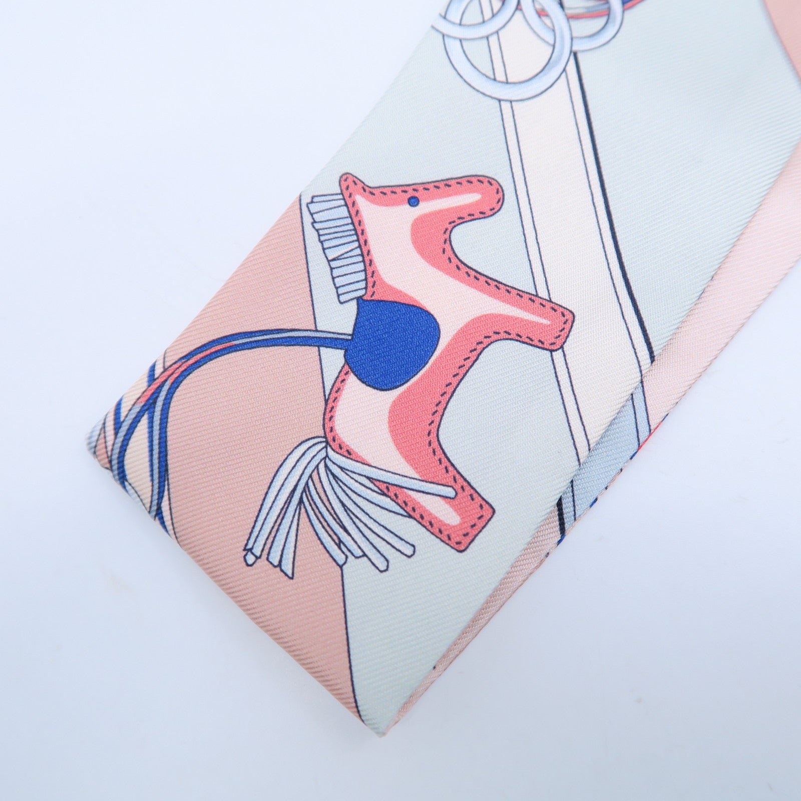 HERMES 絲質Twilly Scarf絲巾米色/藍色/紅色